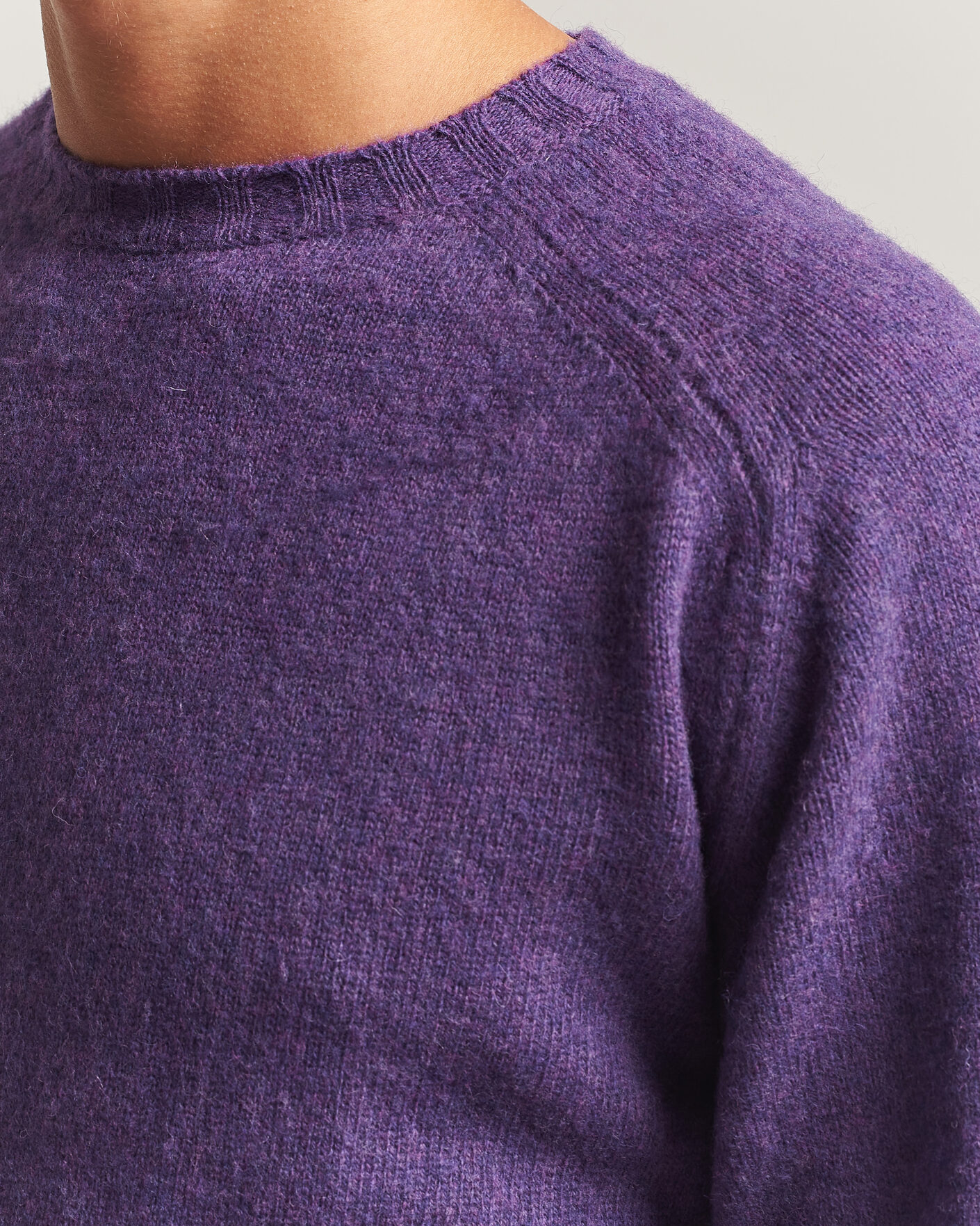 Uomini | Maglieria | Morgano | Brushed Wool Crewneck Purple