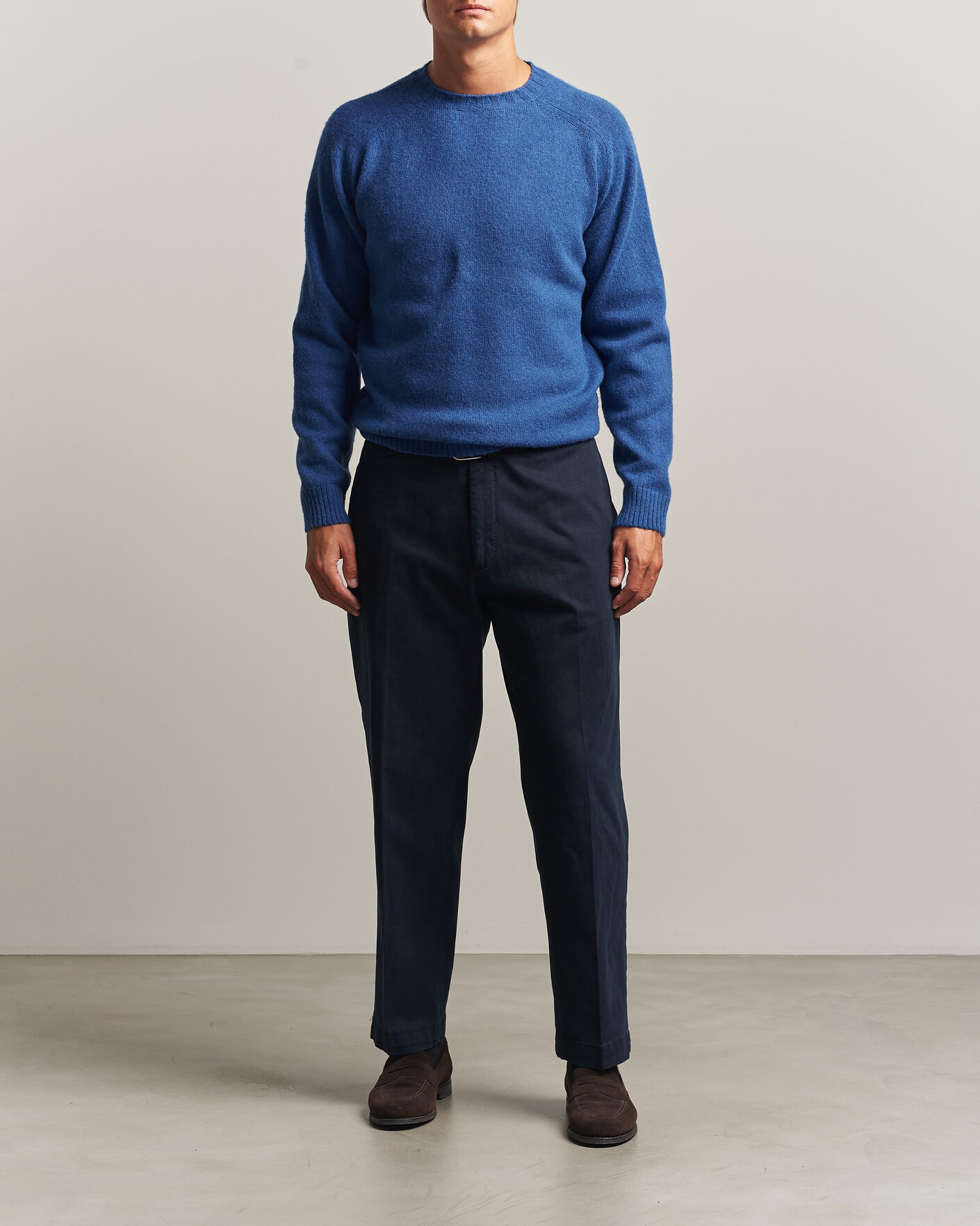Uomini | Maglieria | Morgano | Brushed Wool Crewneck High Blue