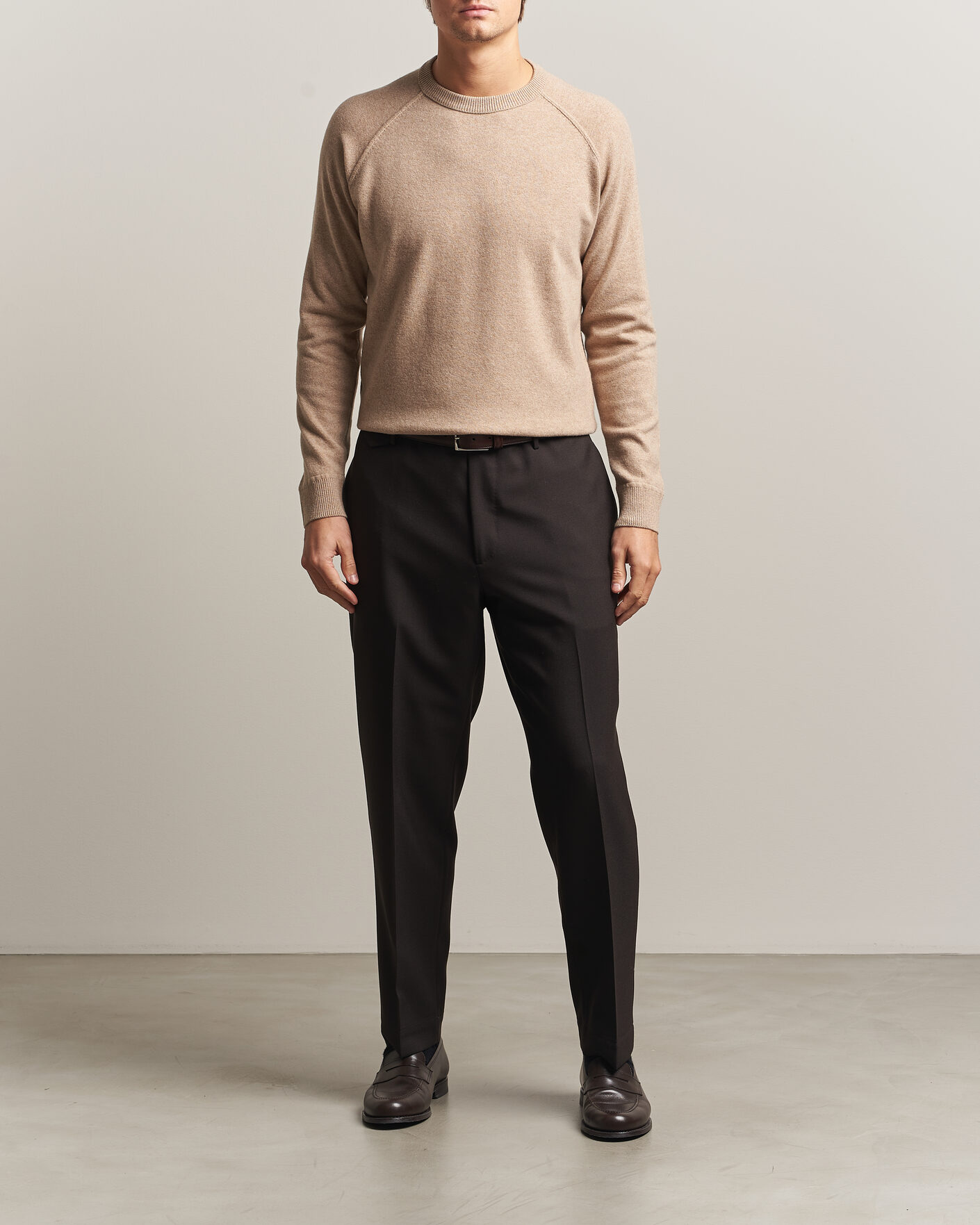Uomini | Maglieria | Morgano | Wool/Cashmere Raglan Crew Beige