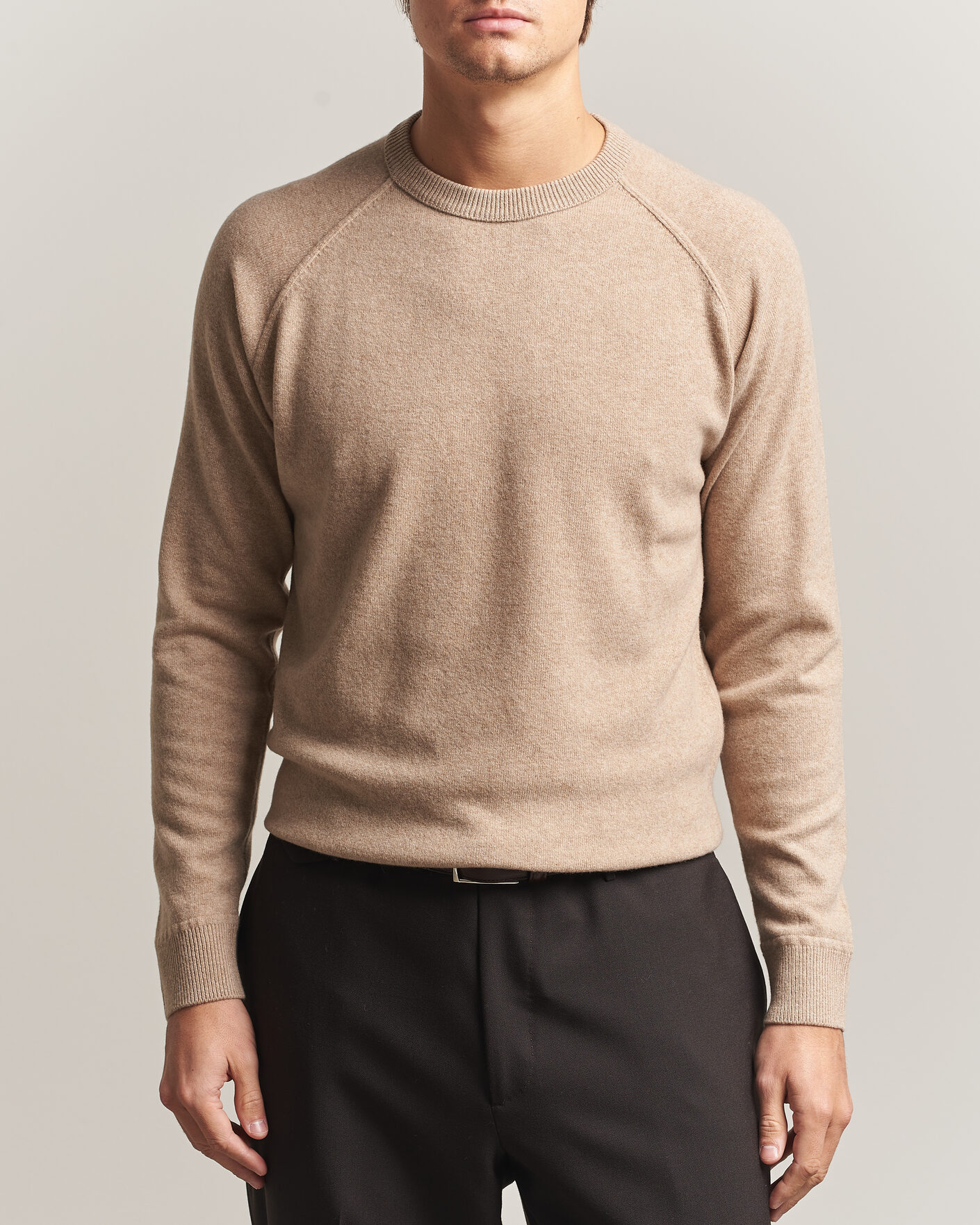 Uomini | Maglieria | Morgano | Wool/Cashmere Raglan Crew Beige