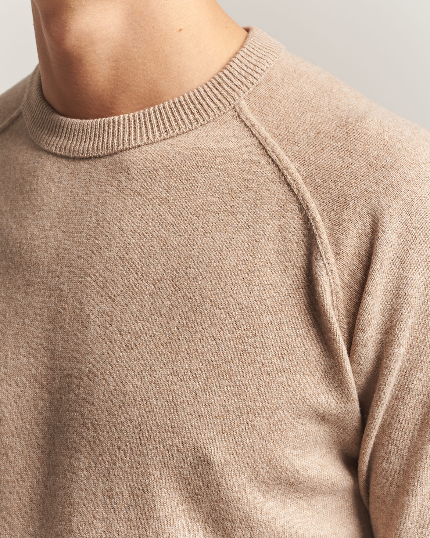 Uomini | Maglieria | Morgano | Wool/Cashmere Raglan Crew Beige