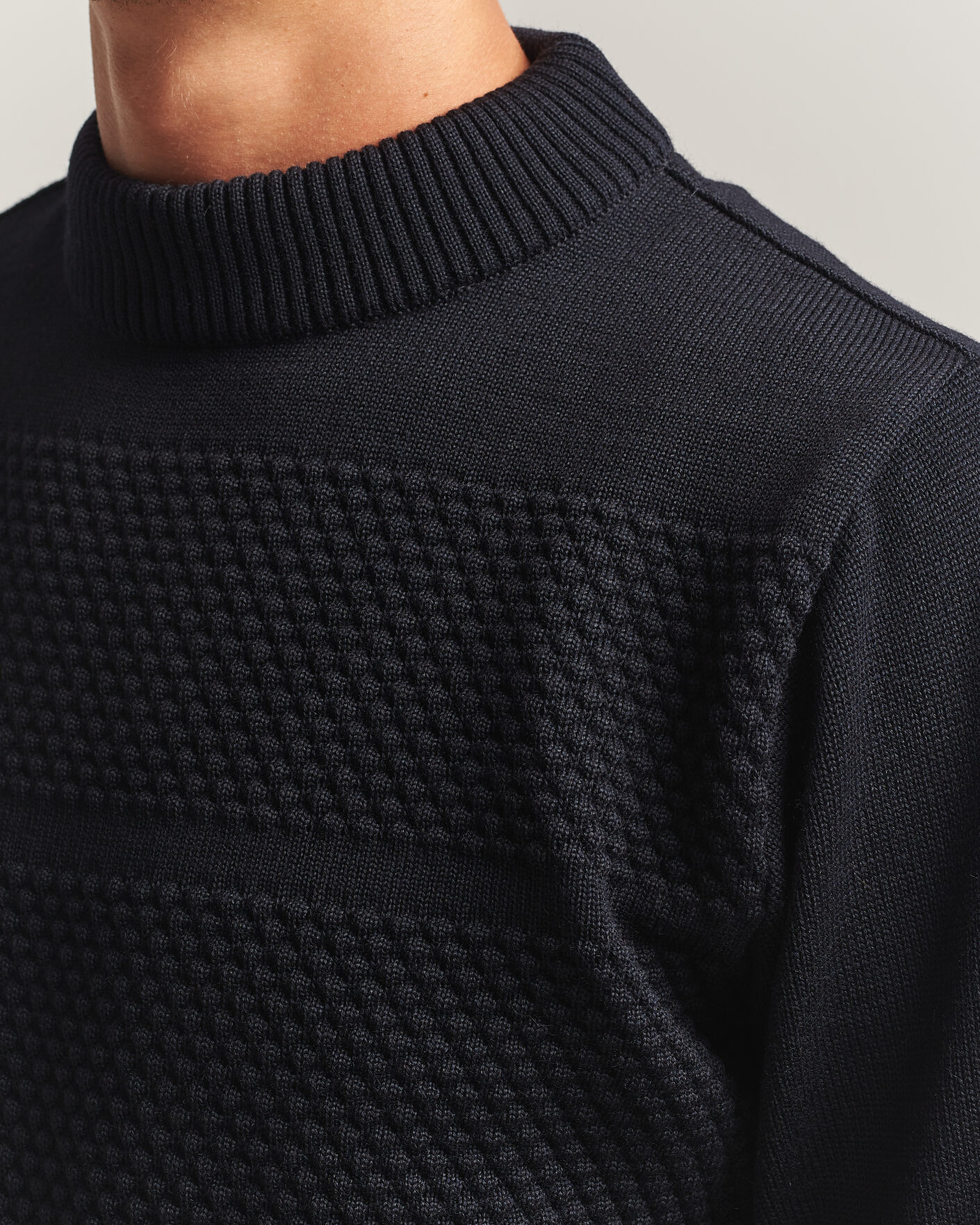 Uomini | Maglieria | S.N.S. Herning | Fisherman Mock Neck Navy Blue