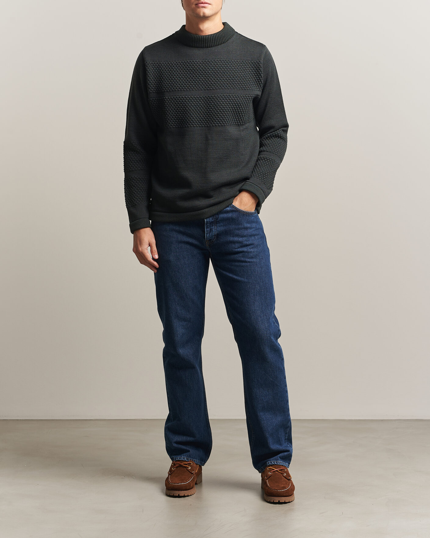 Uomini | Maglieria | S.N.S. Herning | Fisherman Mock Neck Terrain Green