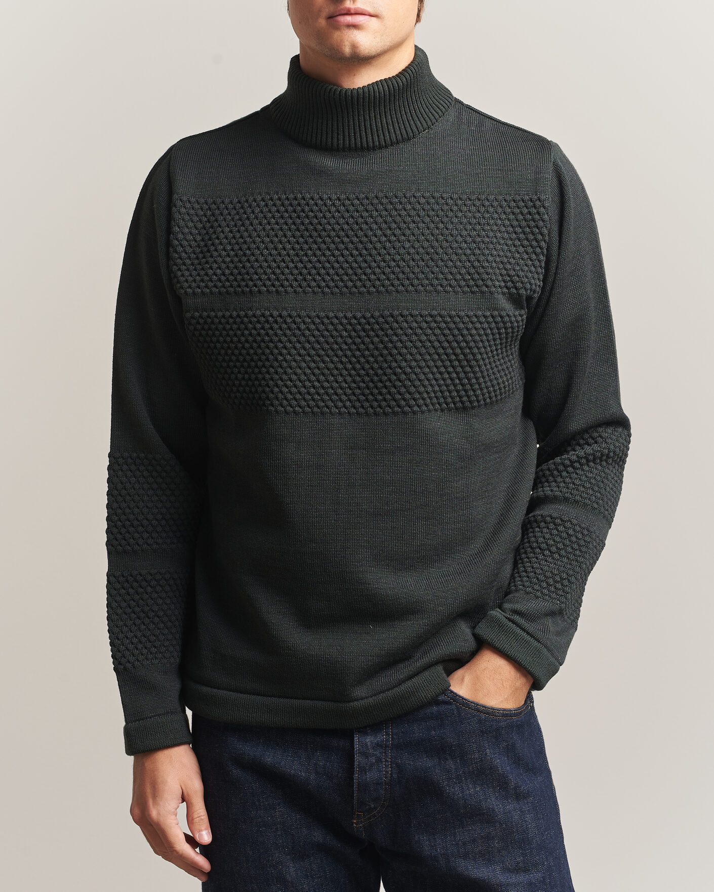Uomini | Maglieria | S.N.S. Herning | Fisherman High Neck Terrain Green