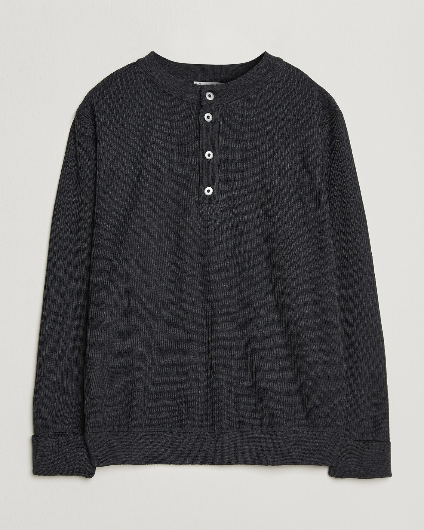 Uomini | Maglieria | S.N.S. Herning | Stamina Rib Henley Magnetite Black