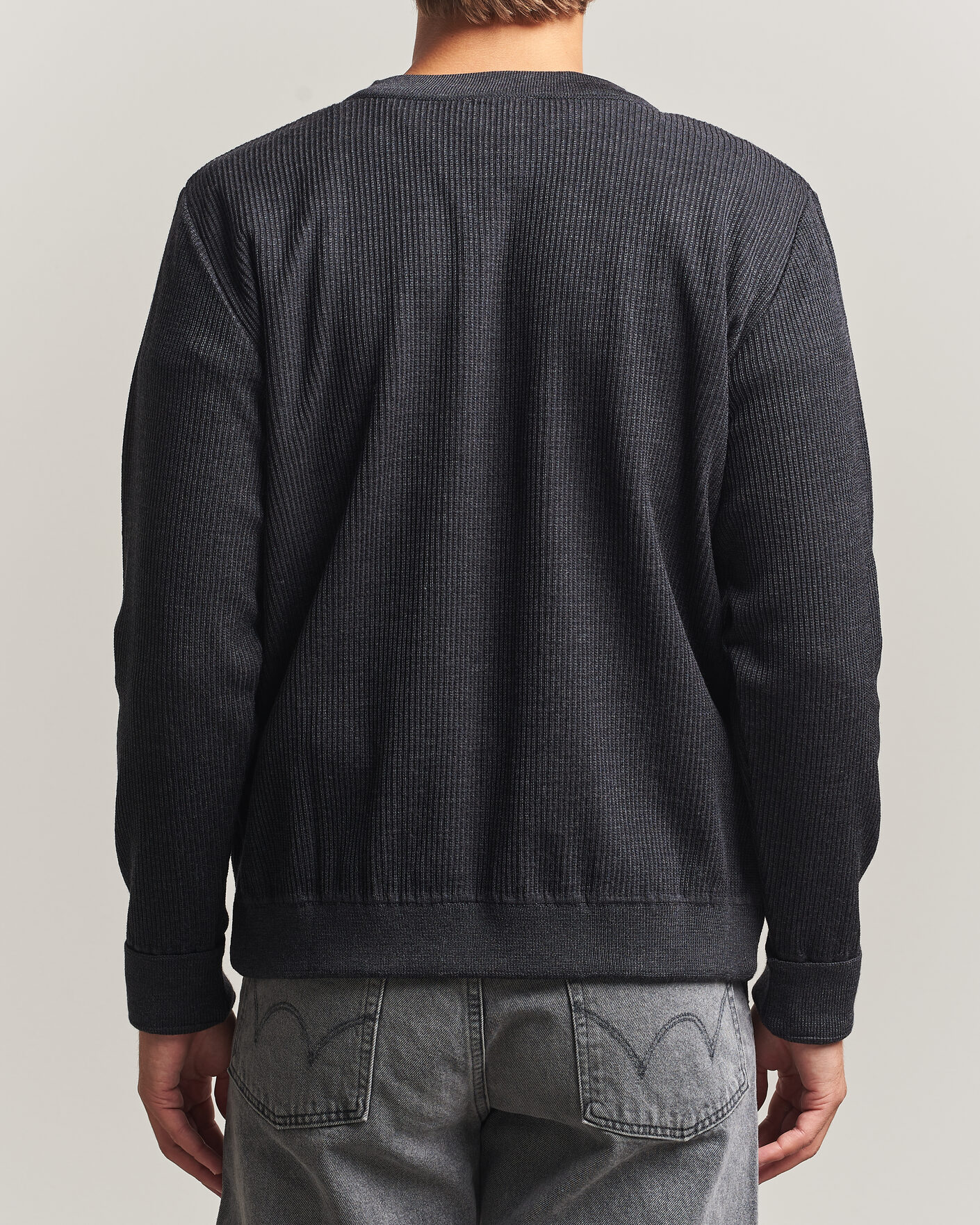 Uomini | Maglieria | S.N.S. Herning | Stamina Rib Henley Magnetite Black