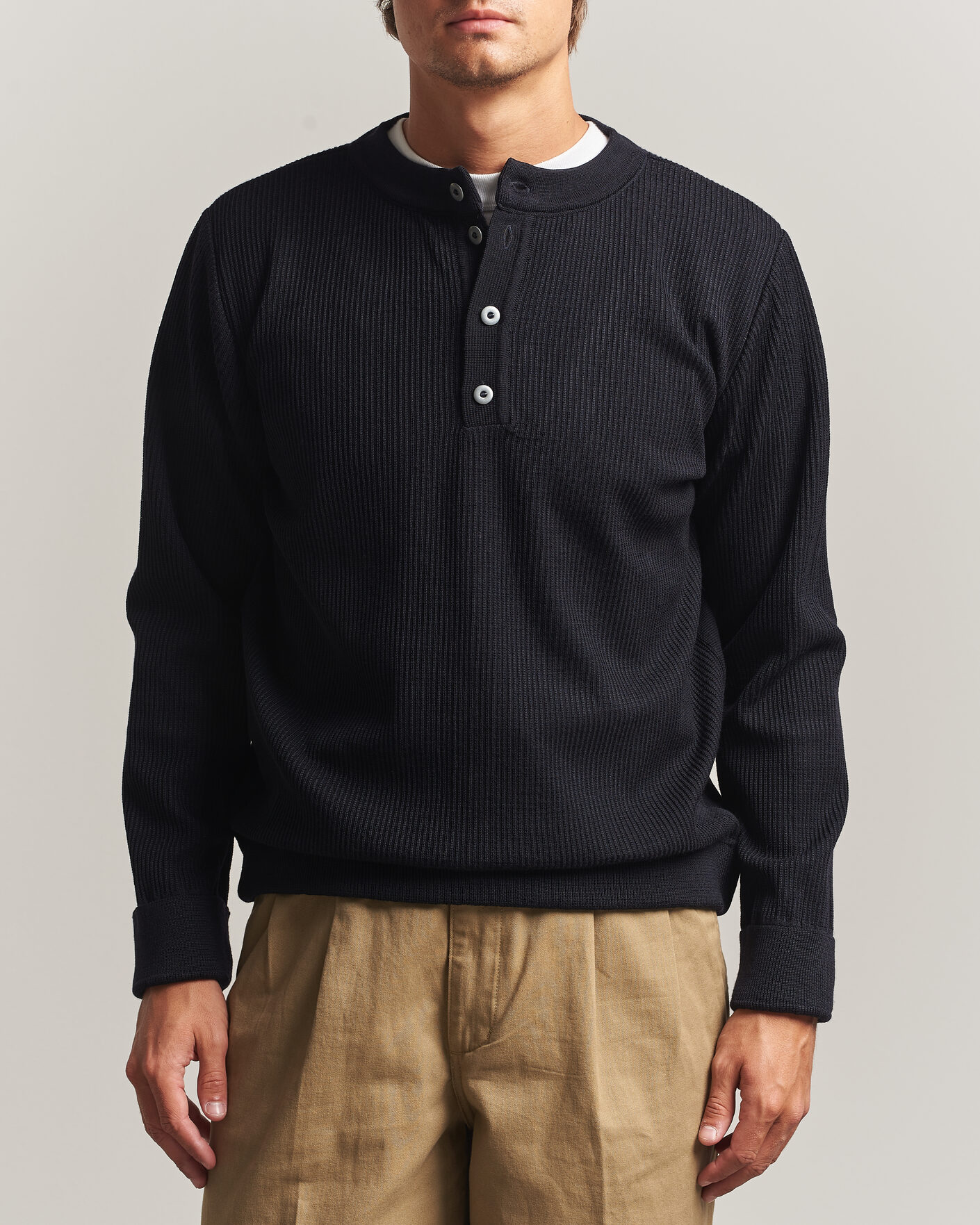 Uomini | Maglieria | S.N.S. Herning | Stamina Rib Henley Navy Blue