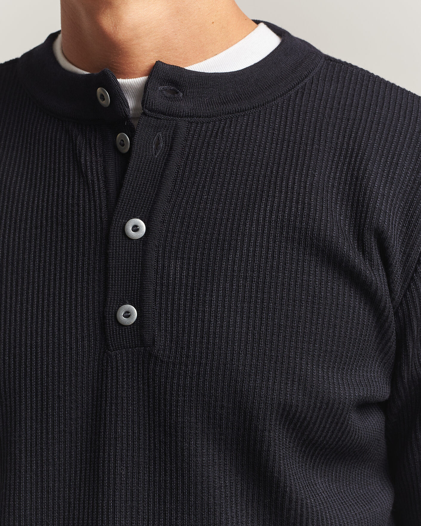 Uomini | Maglieria | S.N.S. Herning | Stamina Rib Henley Navy Blue