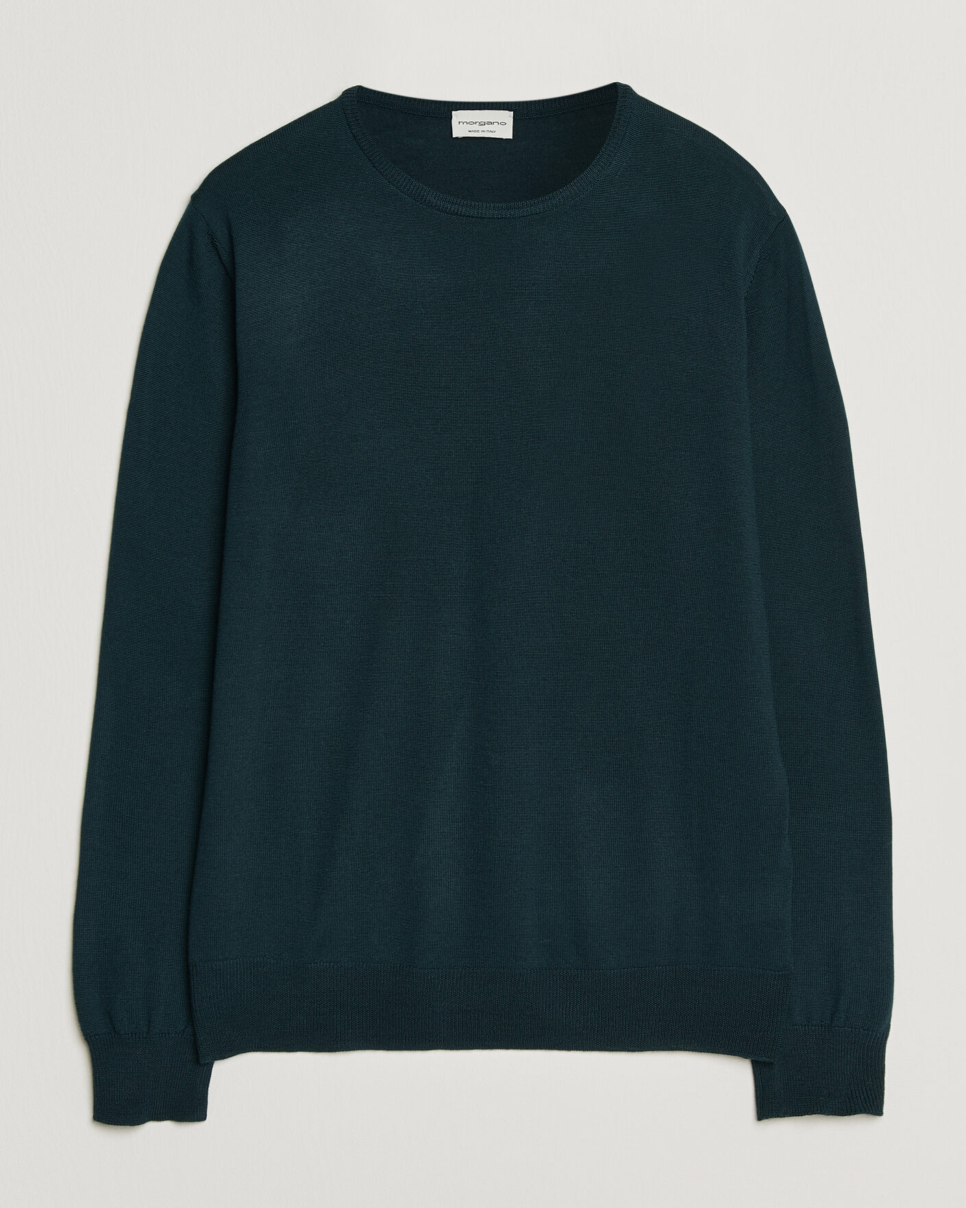Uomini | Maglieria | Morgano | Extra Fine Merino Wool Crewneck Bottle Green