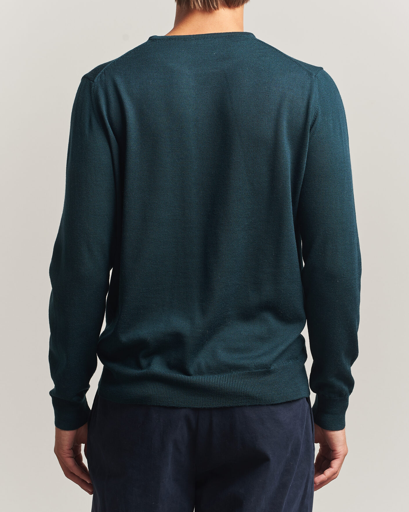 Uomini | Maglieria | Morgano | Extra Fine Merino Wool Crewneck Bottle Green
