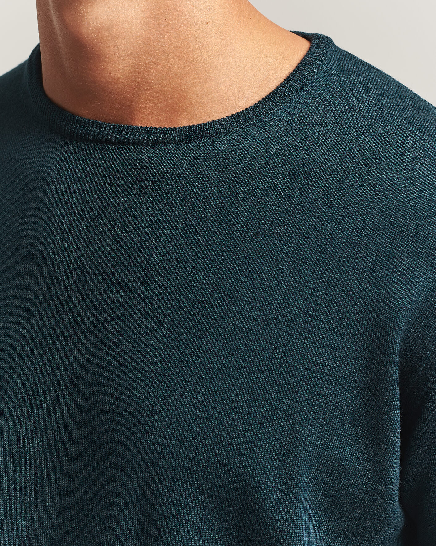 Uomini | Maglieria | Morgano | Extra Fine Merino Wool Crewneck Bottle Green
