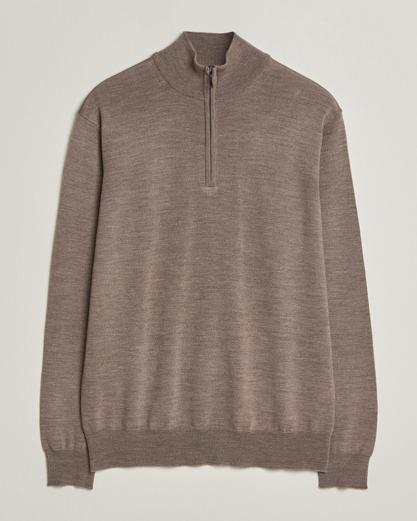 Uomini | Maglieria | Morgano | Extra Fine Merino Wool Half-Zip Mid Brown