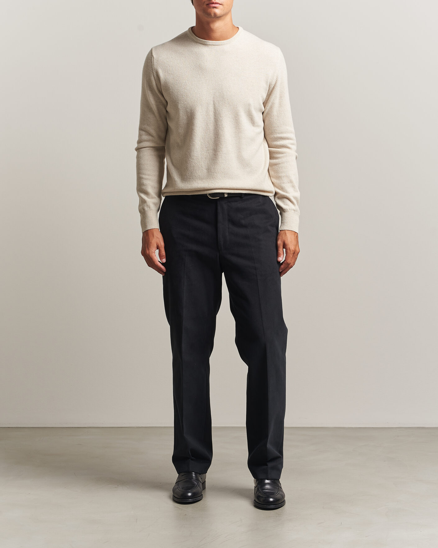 Uomini | Maglieria | Morgano | Wool/Cashmere Crewneck Beige