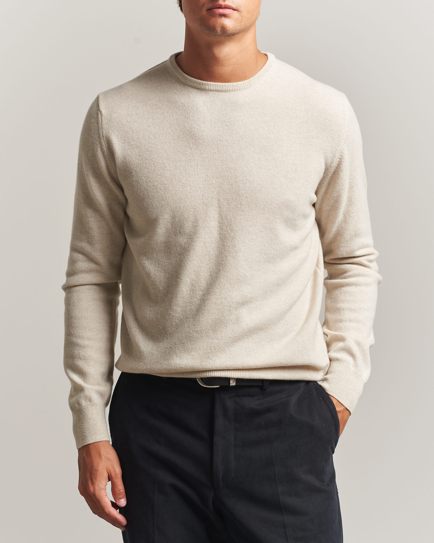 Uomini | Maglieria | Morgano | Wool/Cashmere Crewneck Beige