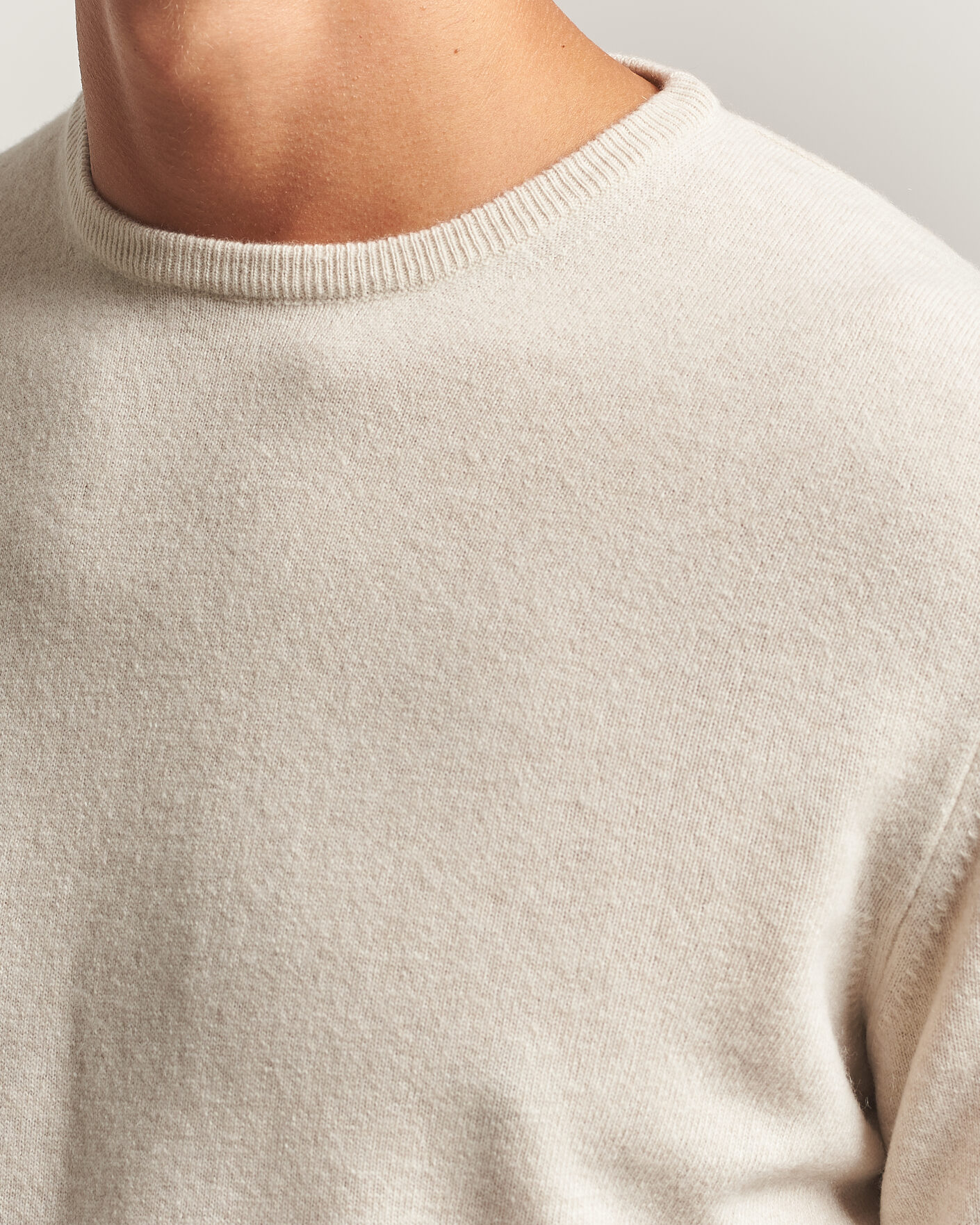 Uomini | Maglieria | Morgano | Wool/Cashmere Crewneck Beige