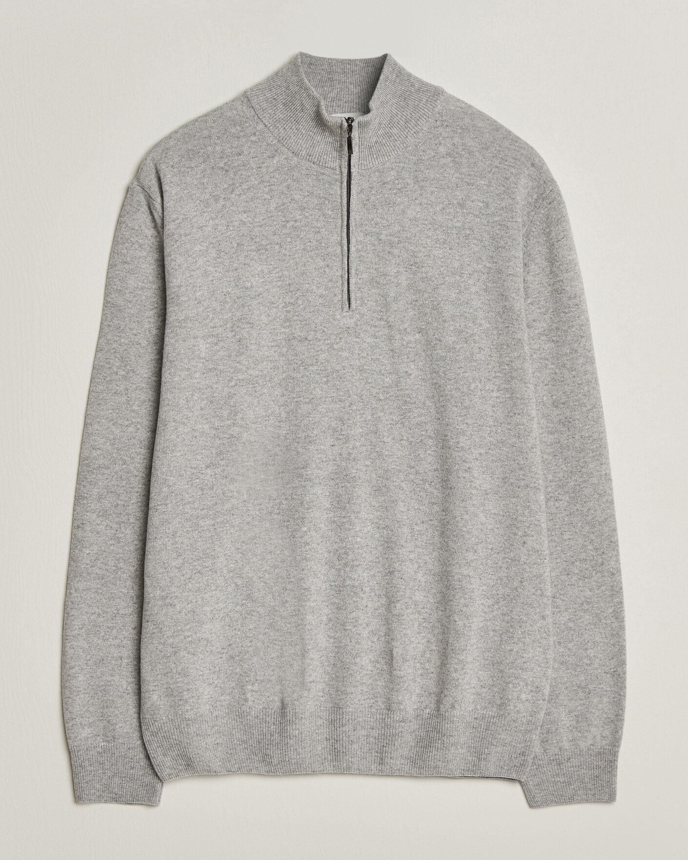 Uomini | Maglieria | Morgano | Wool/Cashmere Half-Zip Mid Grey