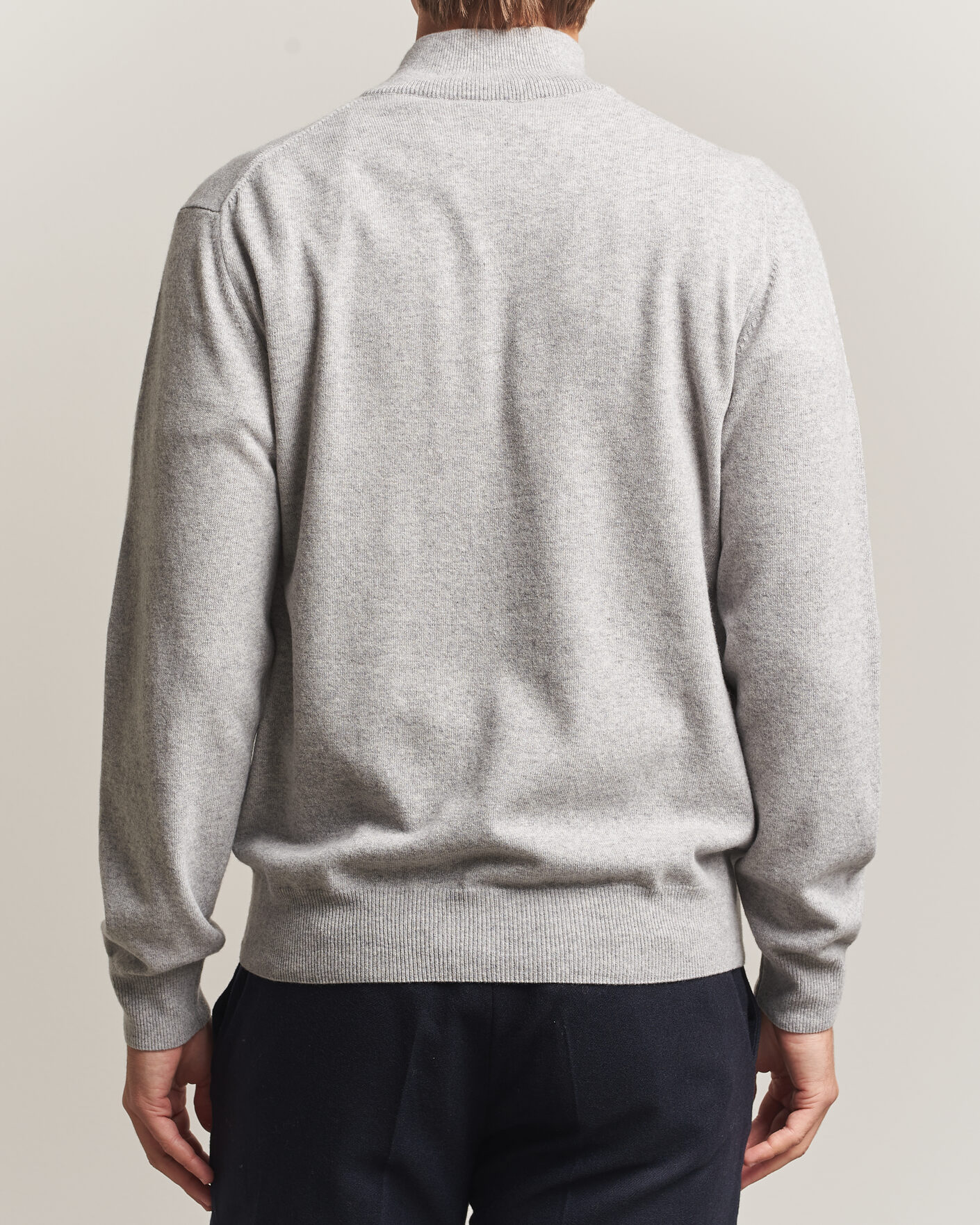 Uomini | Maglieria | Morgano | Wool/Cashmere Half-Zip Mid Grey
