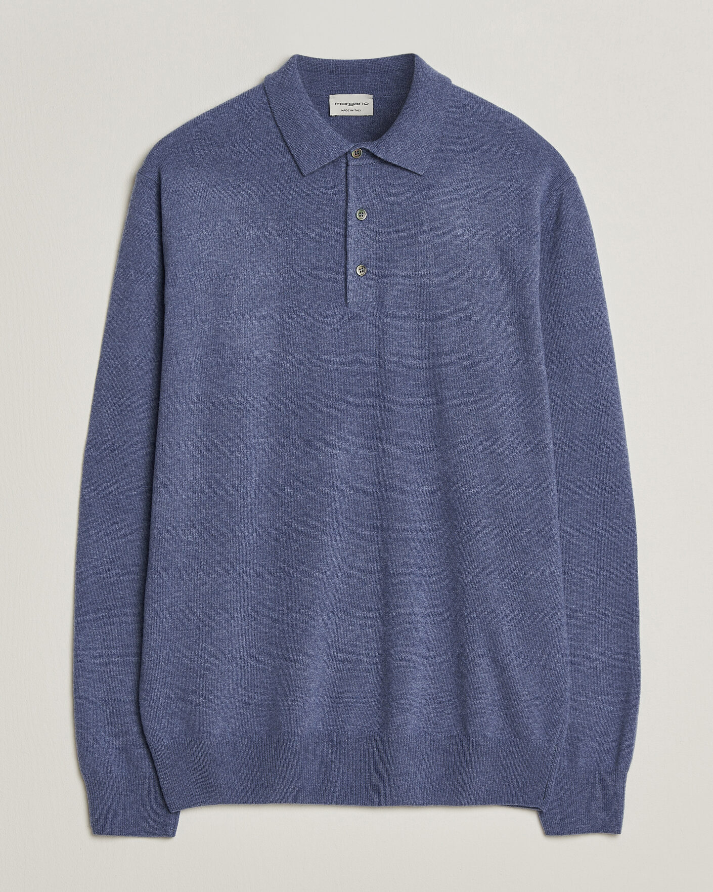 Uomini | Maglieria | Morgano | Wool/Cashmere Polo Mid Blue