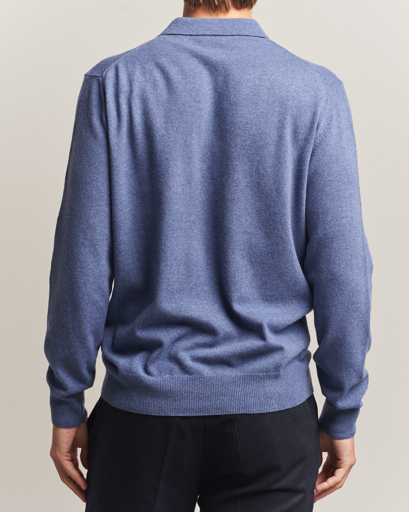 Uomini | Maglieria | Morgano | Wool/Cashmere Polo Mid Blue