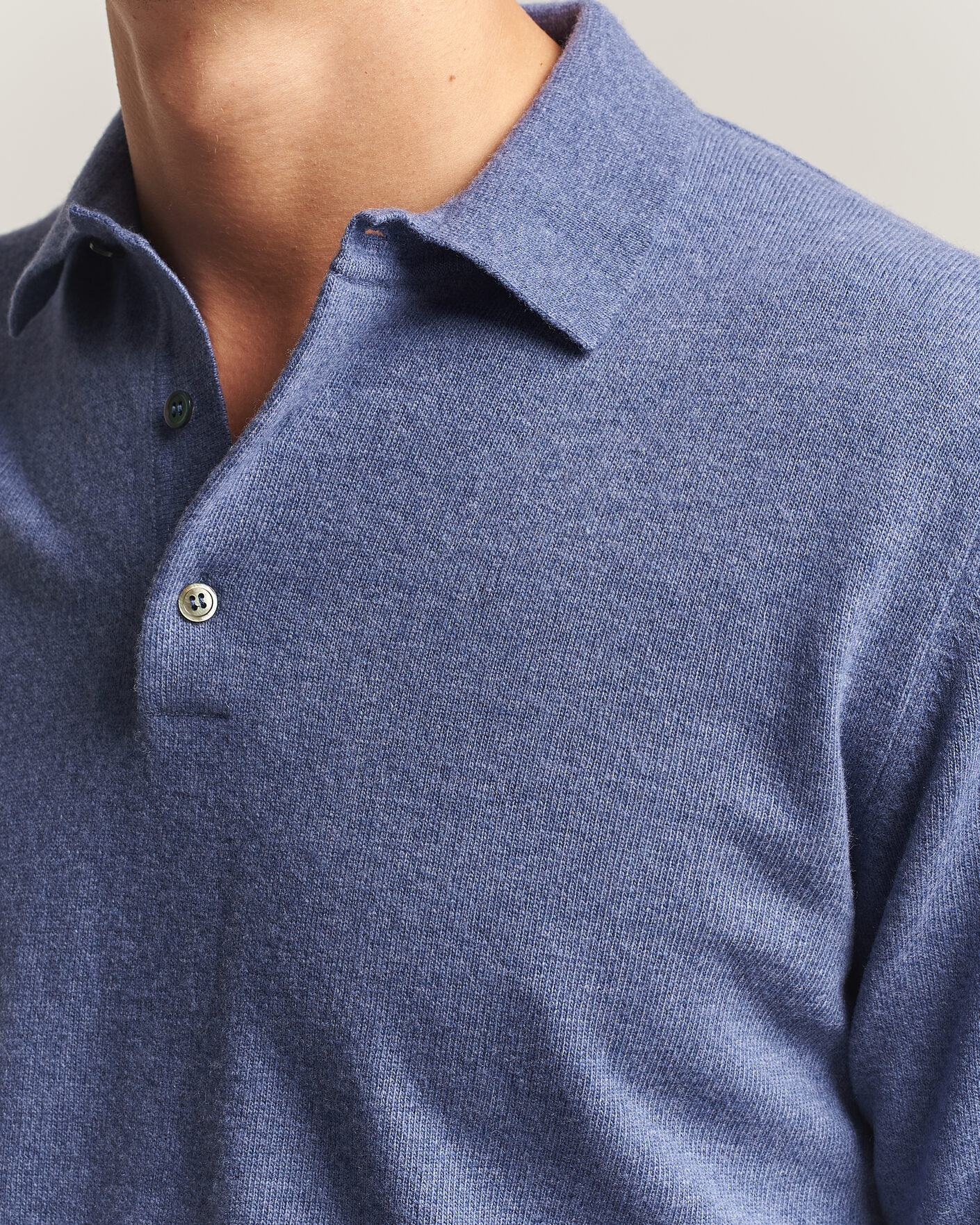 Uomini | Maglieria | Morgano | Wool/Cashmere Polo Mid Blue