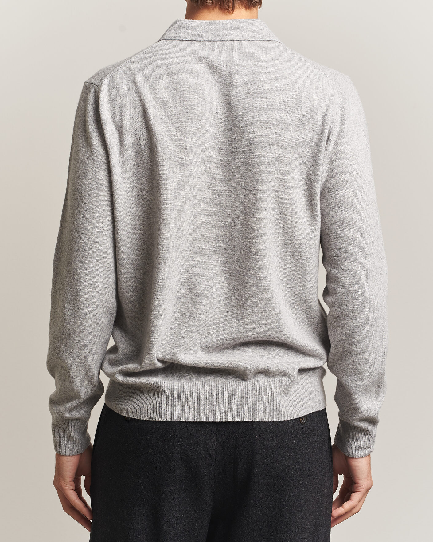Uomini | Maglieria | Morgano | Wool/Cashmere Polo Mid Grey