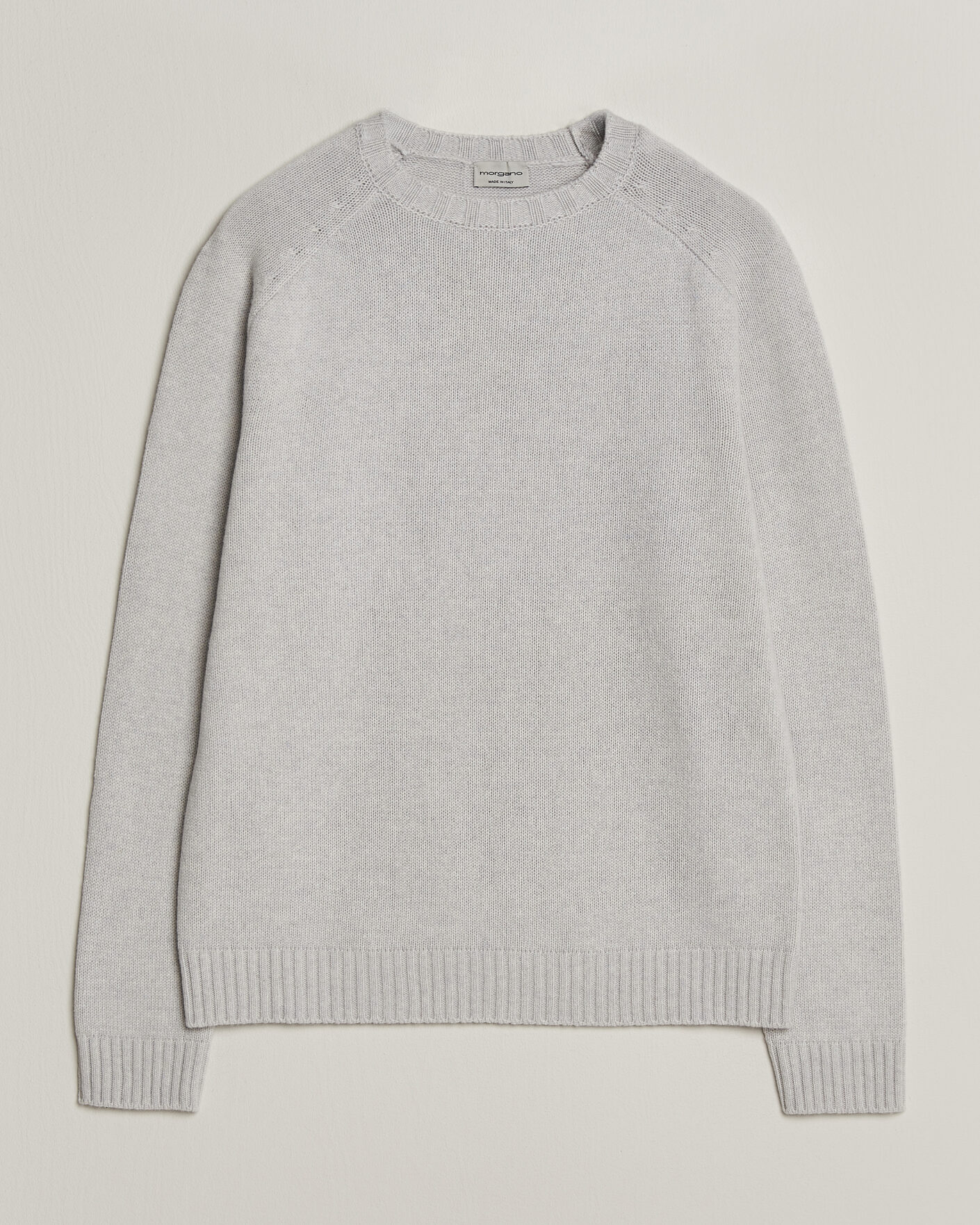 Uomini | Maglieria | Morgano | Heavy Knitted Wool/Cashmere Crewneck Light Grey