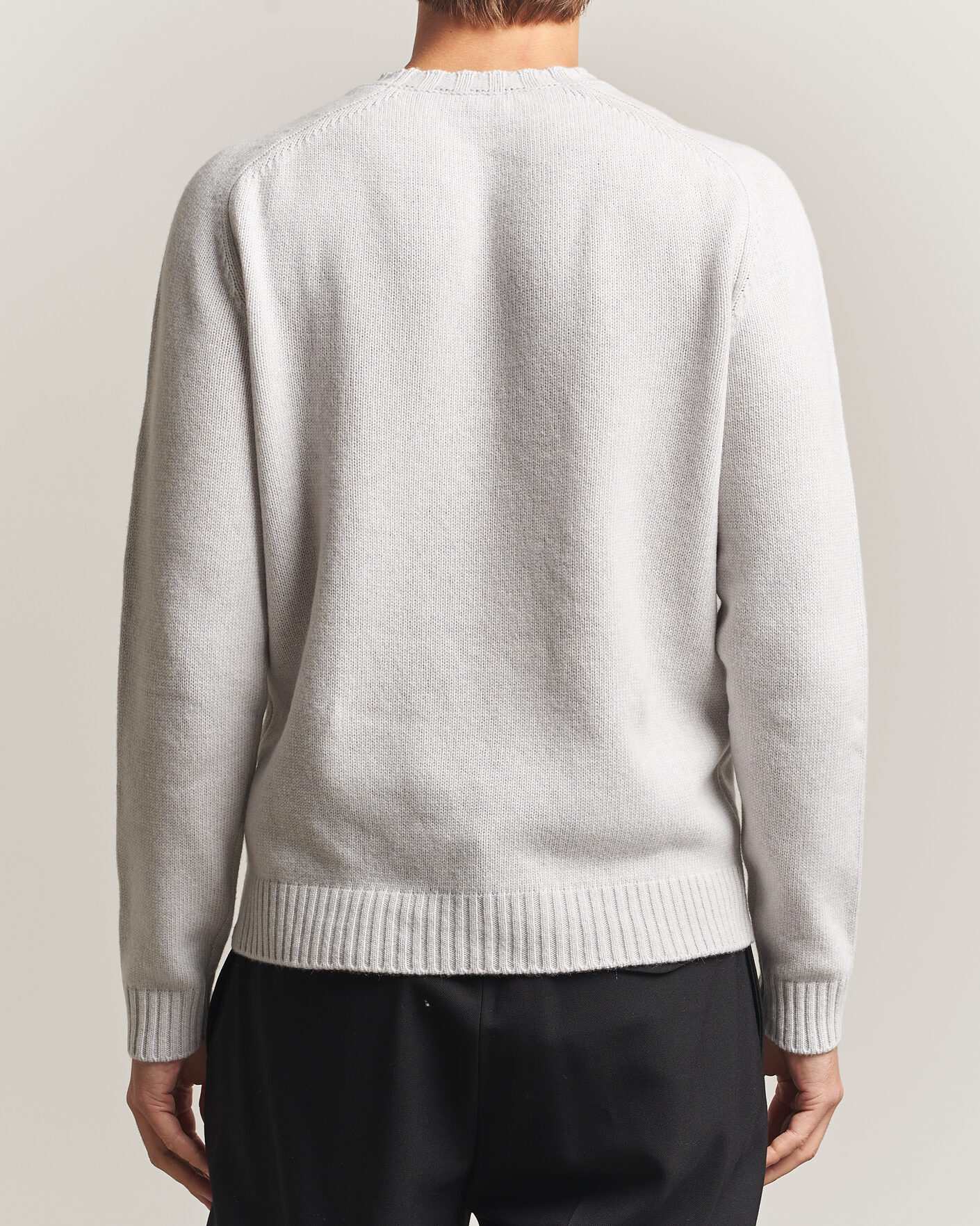 Uomini | Maglieria | Morgano | Heavy Knitted Wool/Cashmere Crewneck Light Grey