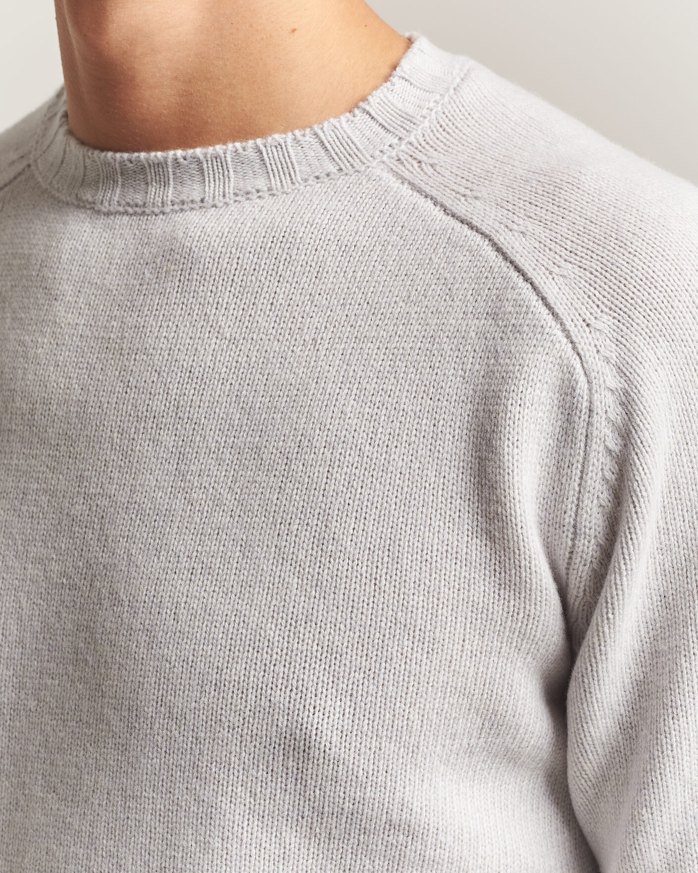 Uomini | Maglieria | Morgano | Heavy Knitted Wool/Cashmere Crewneck Light Grey