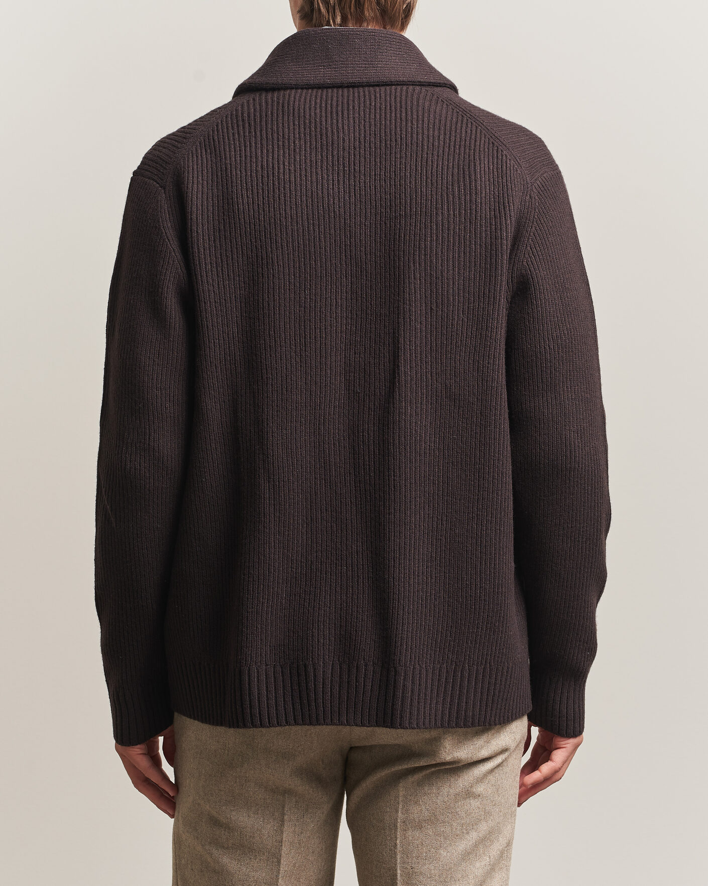 Uomini | Maglieria | Charles Tyrwhitt | Chunky Merino Shawl Neck Cardigan Chocolate