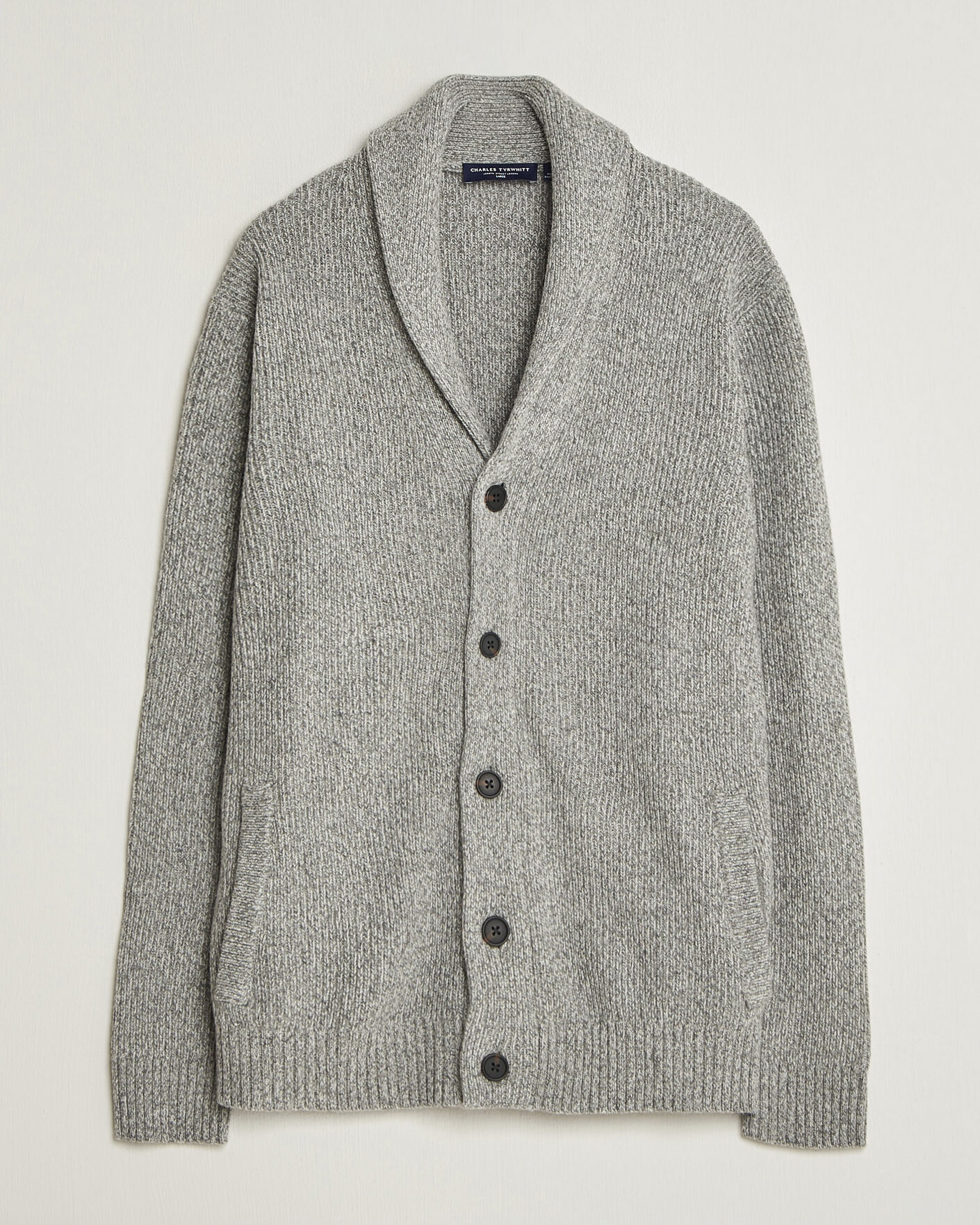 Uomini | Maglieria | Charles Tyrwhitt | Chunky Merino Shawl Neck Cardigan Grey