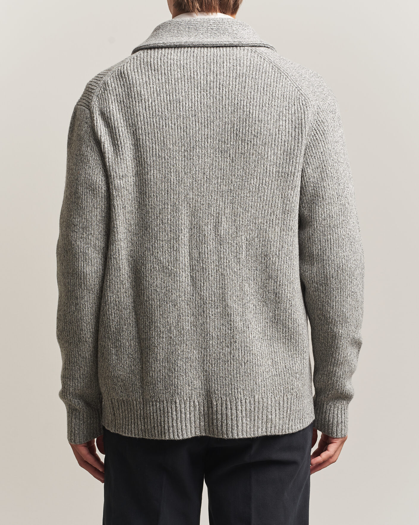Uomini | Maglieria | Charles Tyrwhitt | Chunky Merino Shawl Neck Cardigan Grey