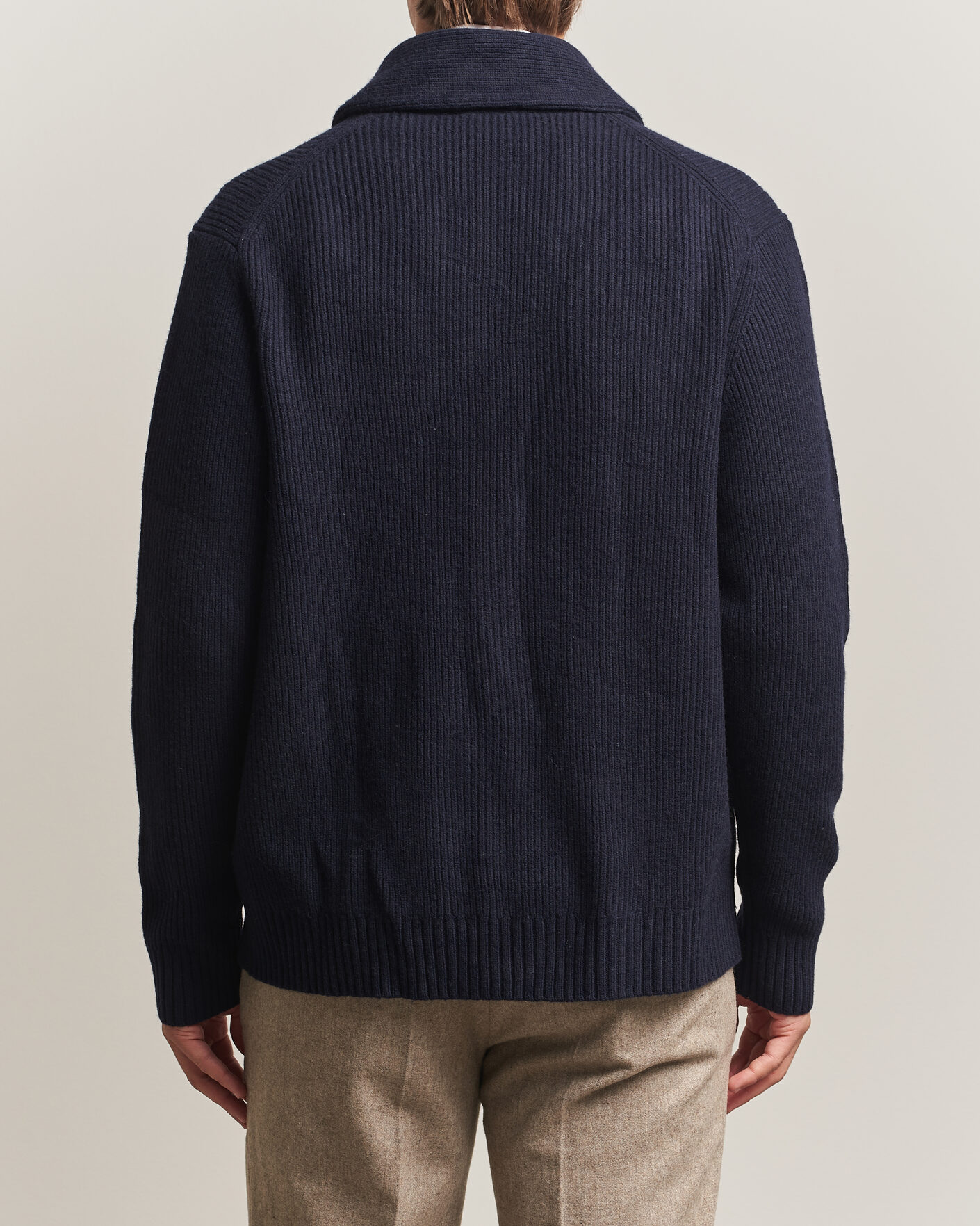 Uomini | Maglieria | Charles Tyrwhitt | Chunky Merino Shawl Neck Cardigan Navy