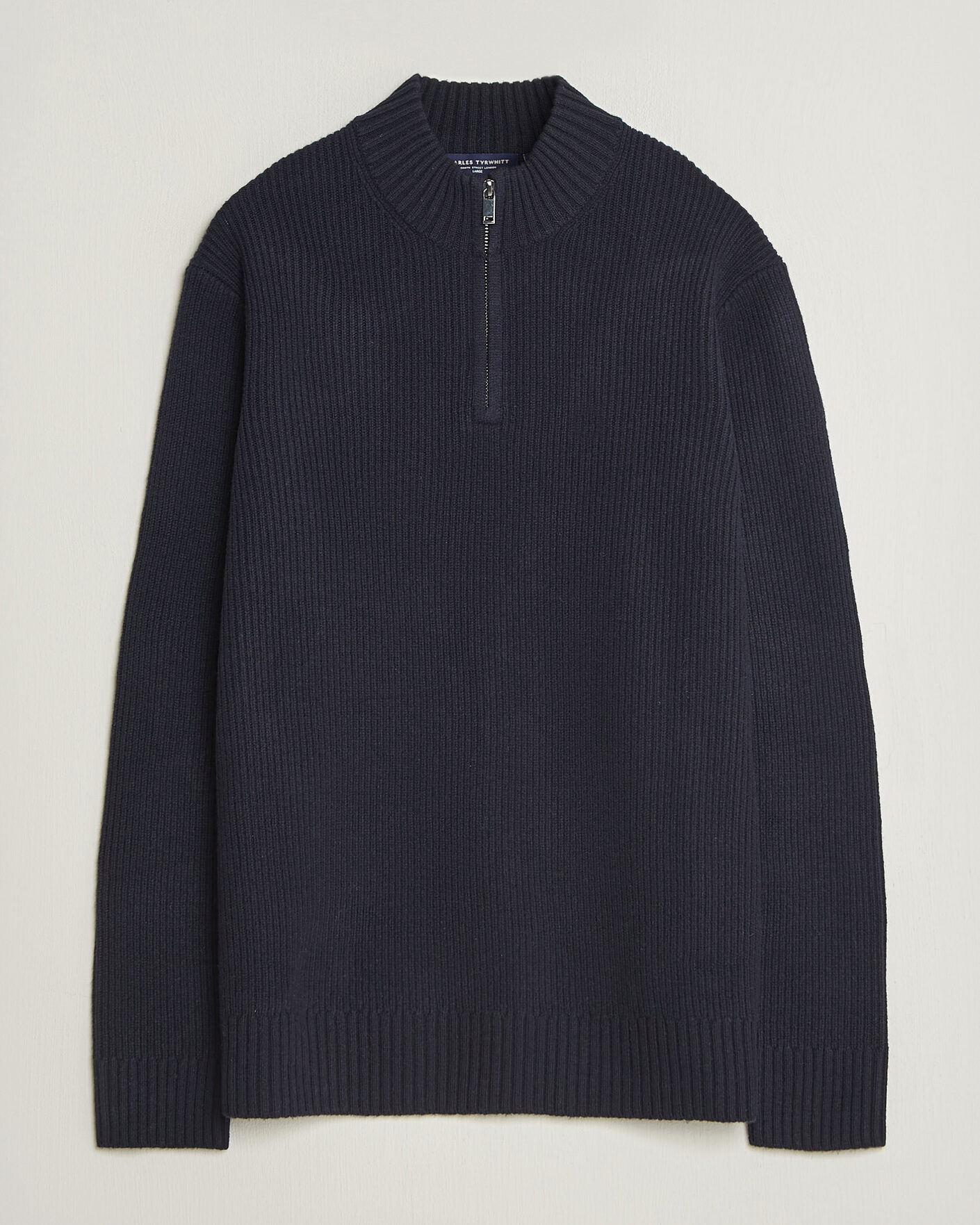 Uomini | Maglieria | Charles Tyrwhitt | Chunky Merino Zip Neck Navy
