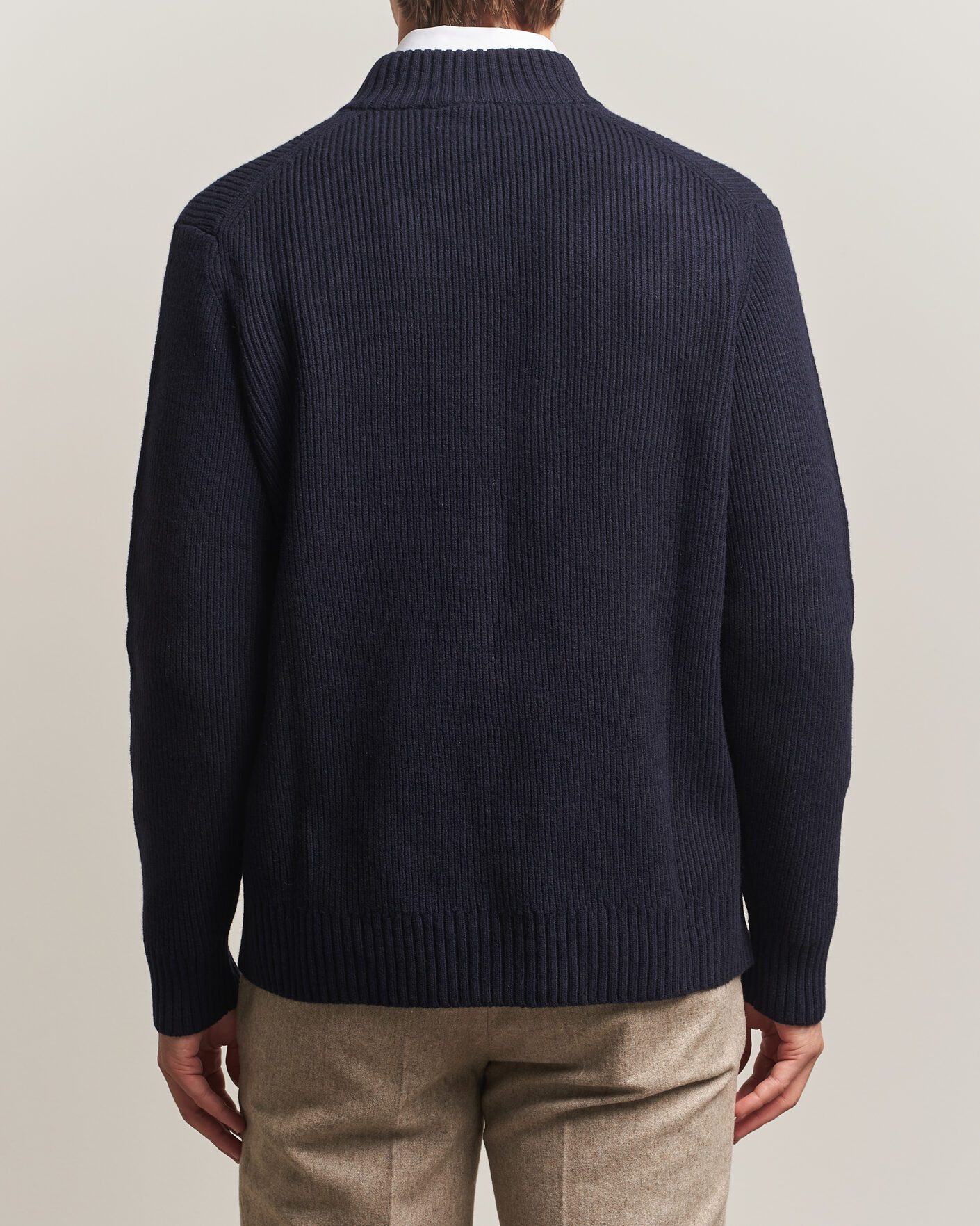 Uomini | Maglieria | Charles Tyrwhitt | Chunky Merino Zip Neck Navy