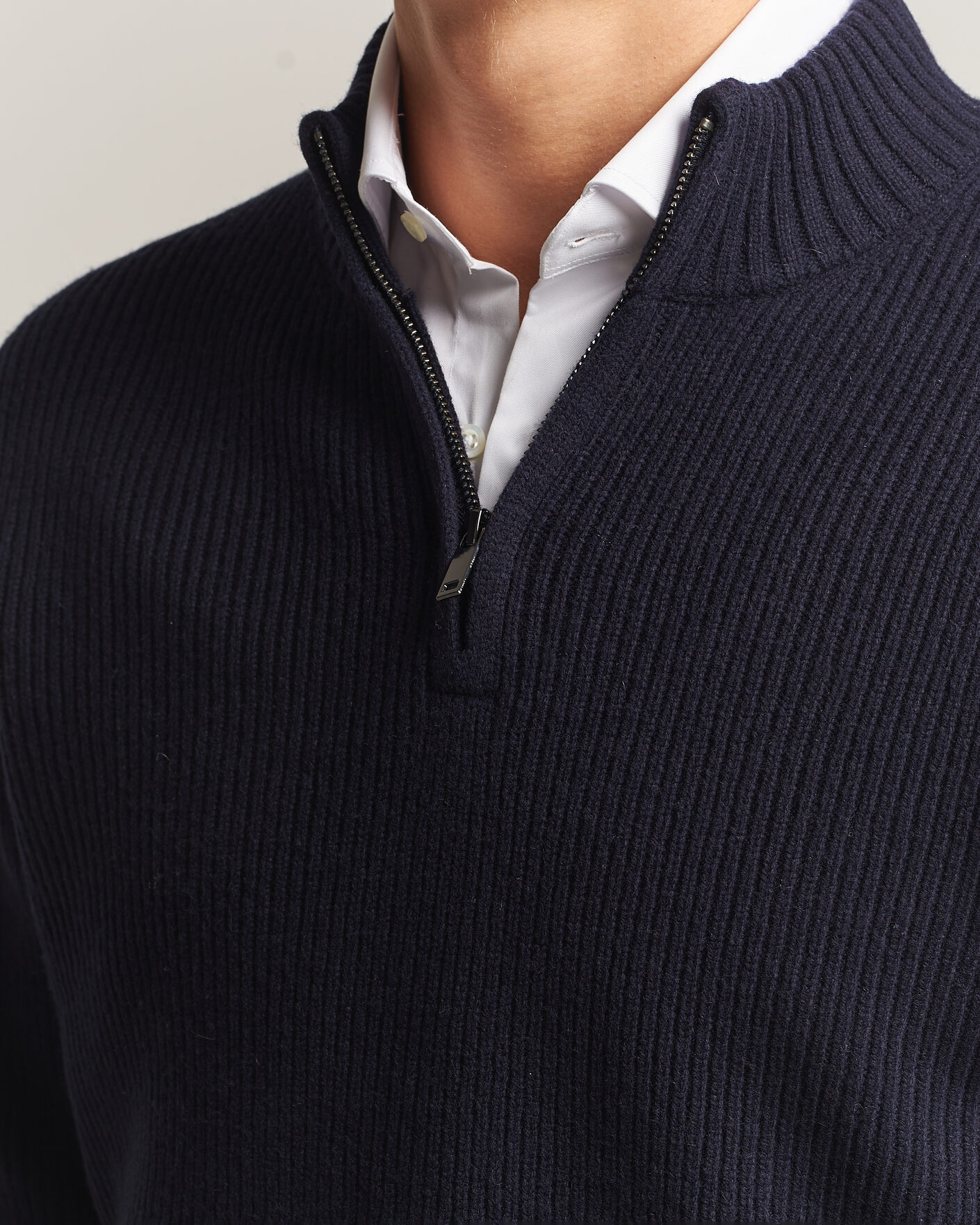 Uomini | Maglieria | Charles Tyrwhitt | Chunky Merino Zip Neck Navy