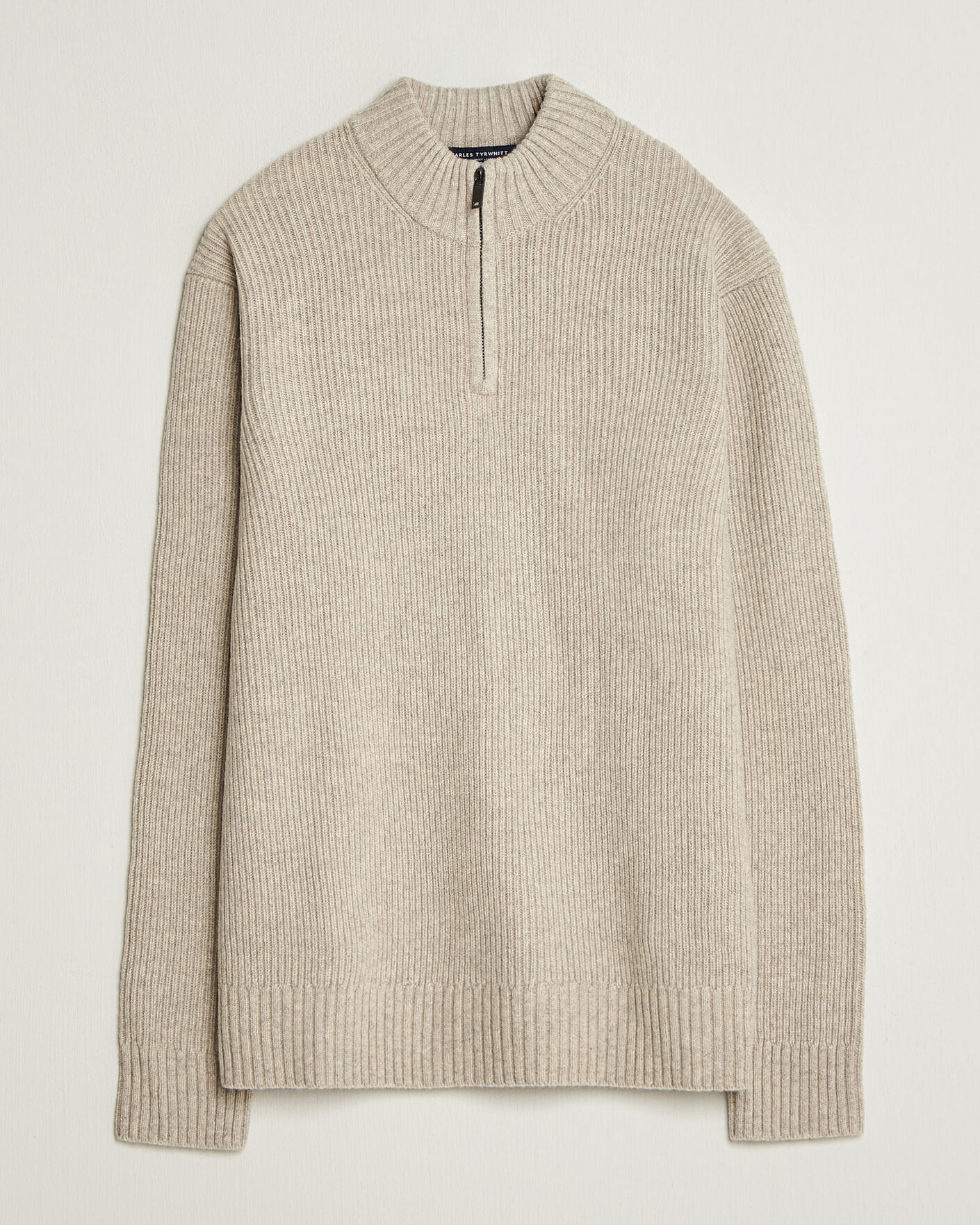 Uomini | Maglieria | Charles Tyrwhitt | Chunky Merino Zip Neck Oat