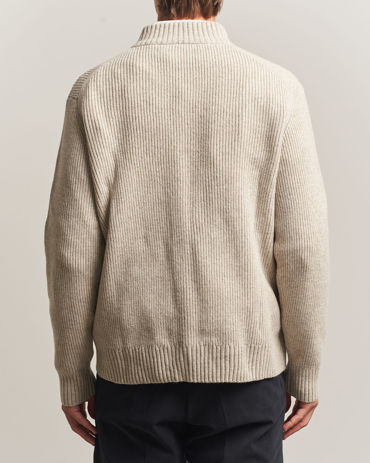 Uomini | Maglieria | Charles Tyrwhitt | Chunky Merino Zip Neck Oat
