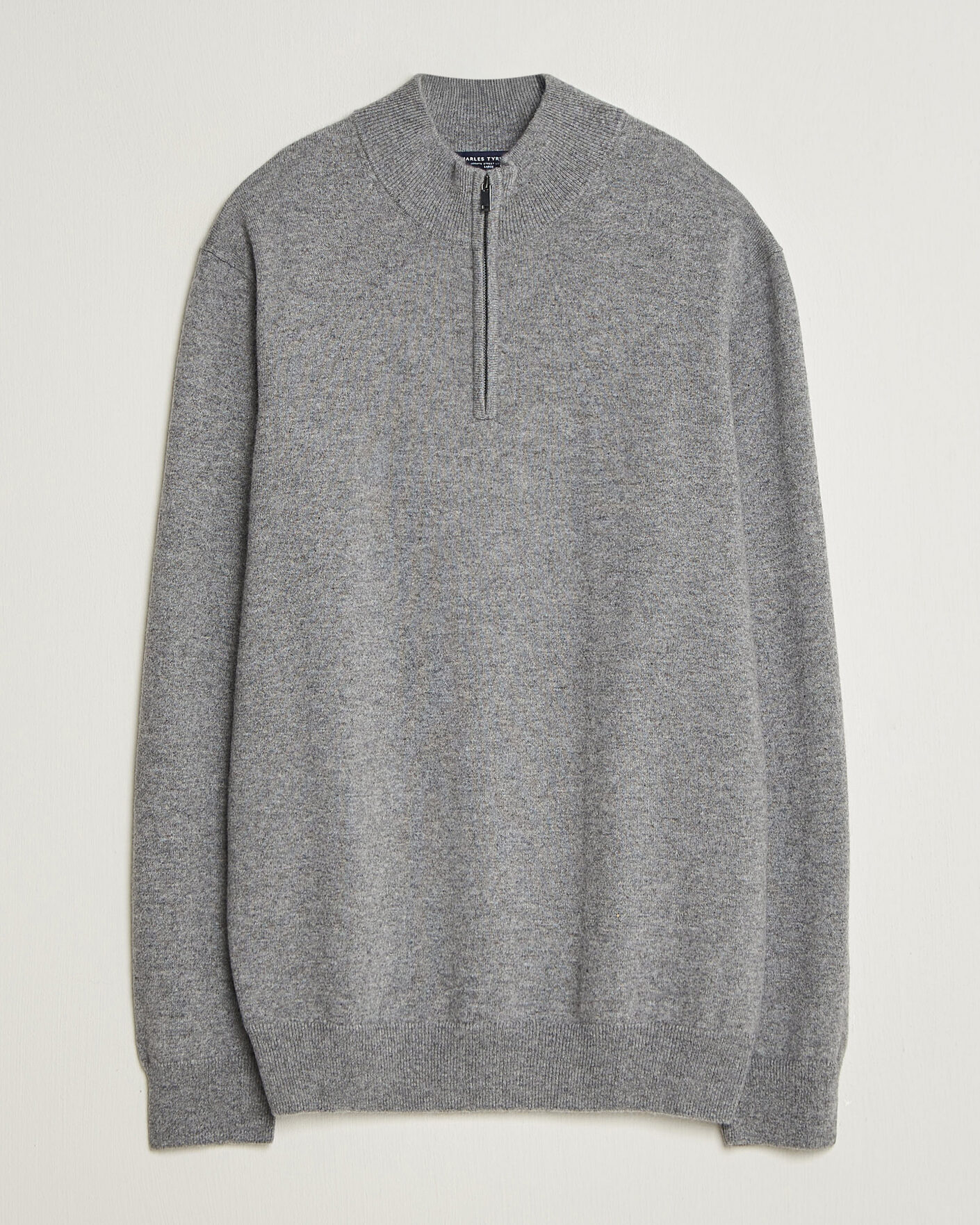 Uomini | Maglieria | Charles Tyrwhitt | Pure Cashmere Zip Neck Jumper Grey