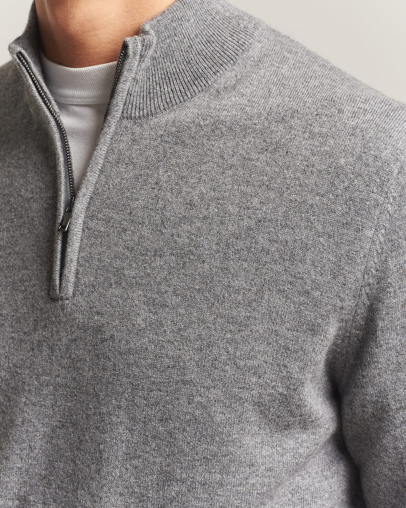 Uomini | Maglieria | Charles Tyrwhitt | Pure Cashmere Zip Neck Jumper Grey