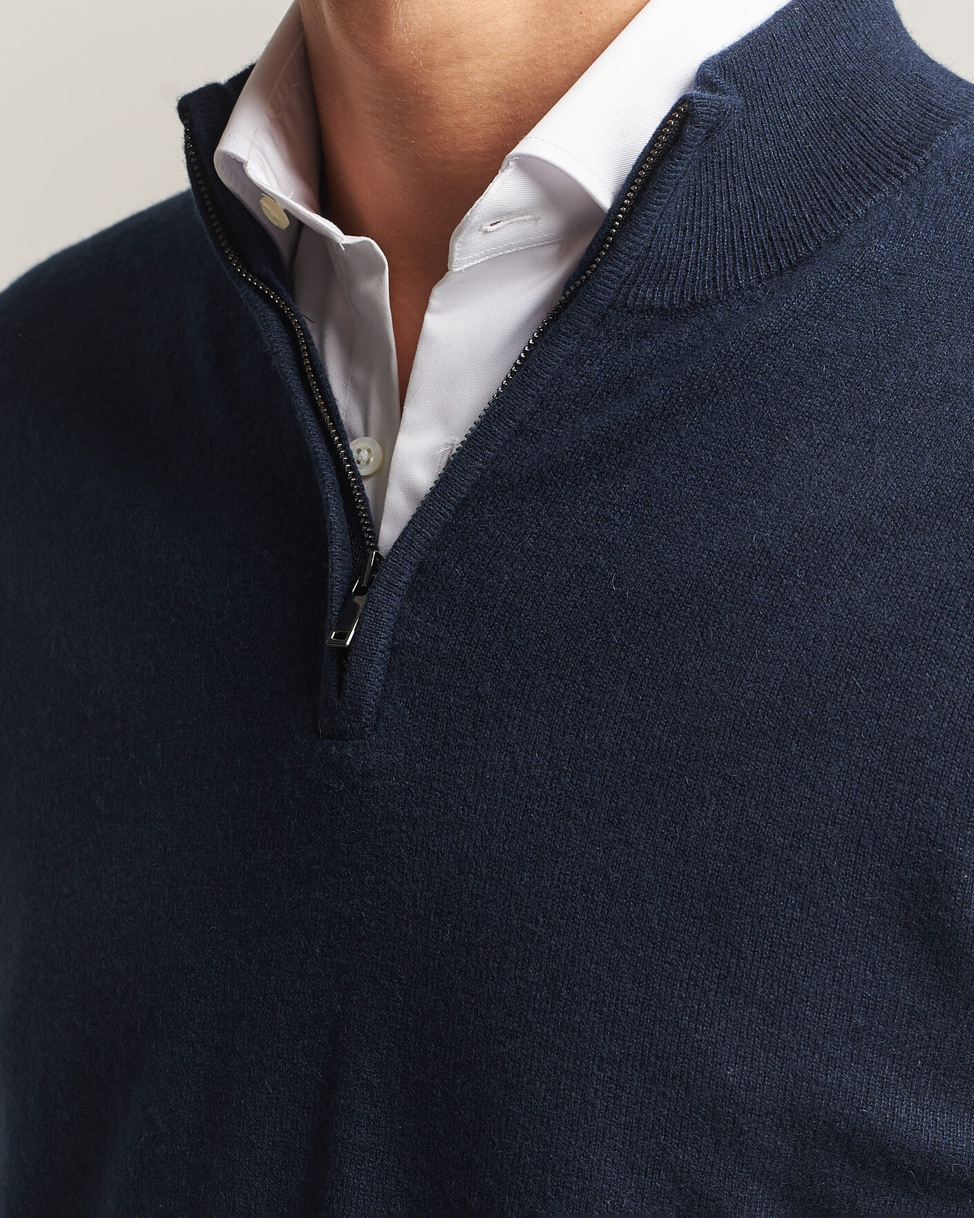 Uomini | Maglieria | Charles Tyrwhitt | Pure Cashmere Zip Neck Jumper Navy