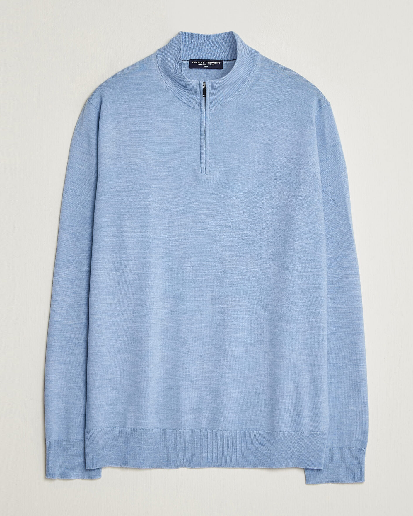 Uomini | Maglieria | Charles Tyrwhitt | Pure Merino Zip Neck Jumper Cornflower Blue