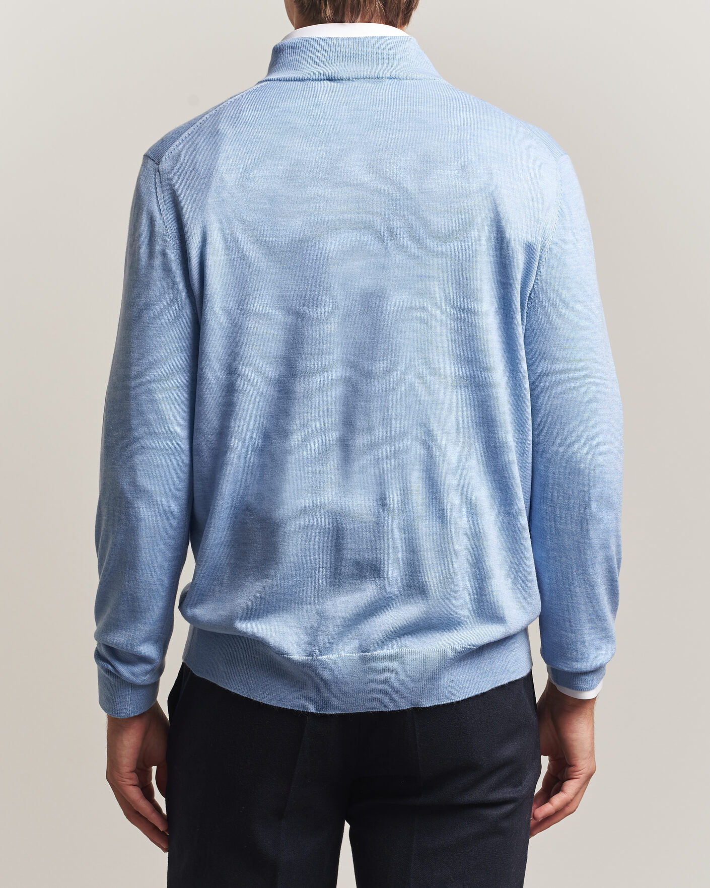 Uomini | Maglieria | Charles Tyrwhitt | Pure Merino Zip Neck Jumper Cornflower Blue