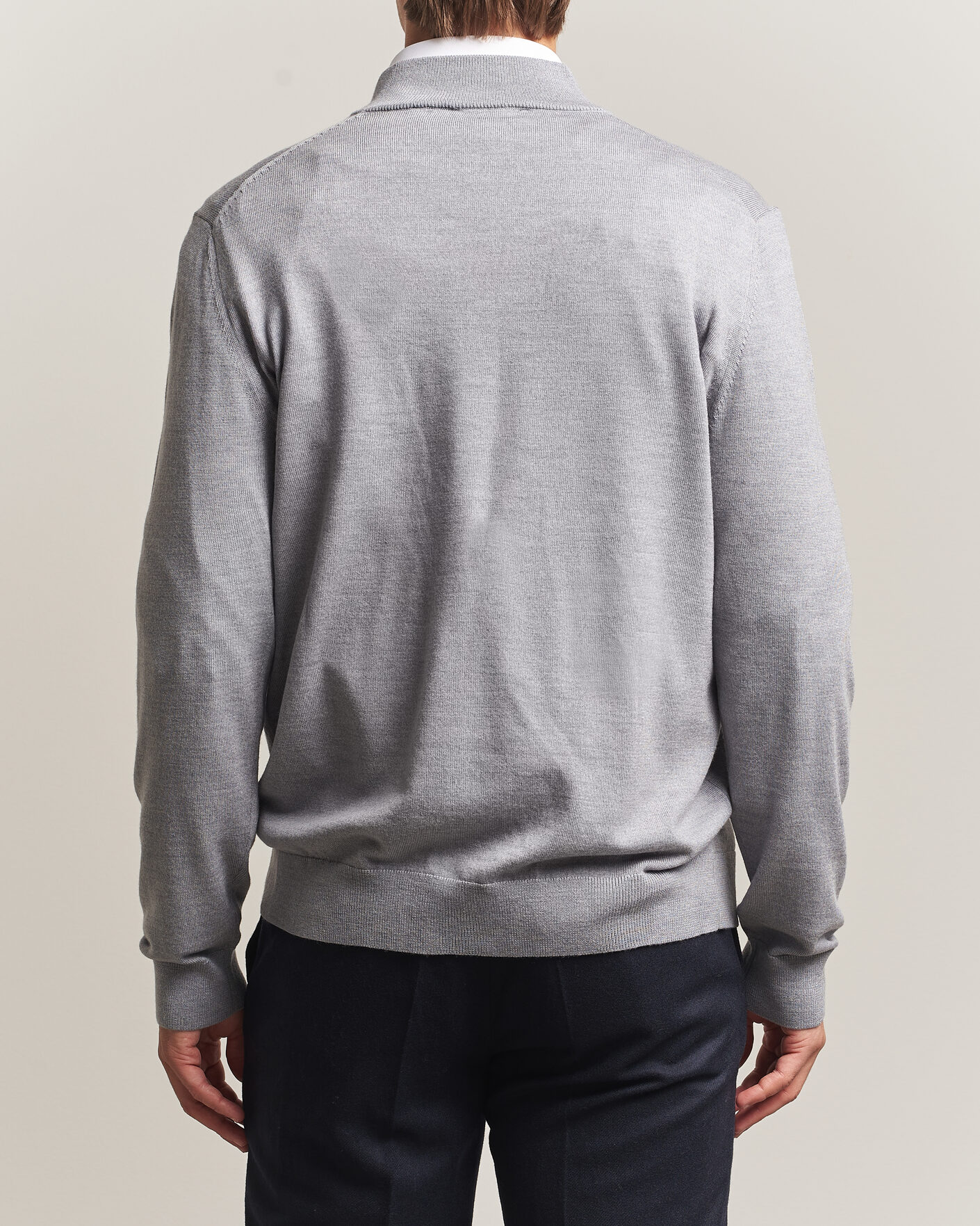 Uomini | Maglieria | Charles Tyrwhitt | Pure Merino Zip Neck Jumper Light Grey