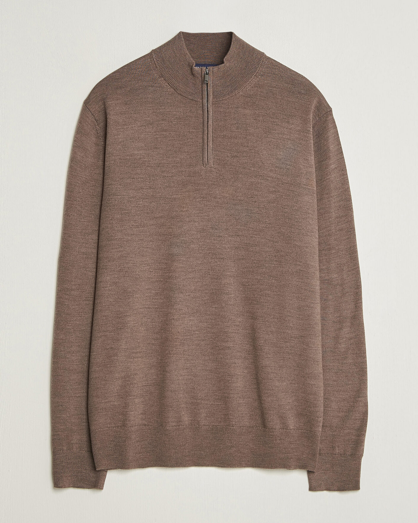 Uomini | Maglieria | Charles Tyrwhitt | Pure Merino Zip Neck Jumper Mocha