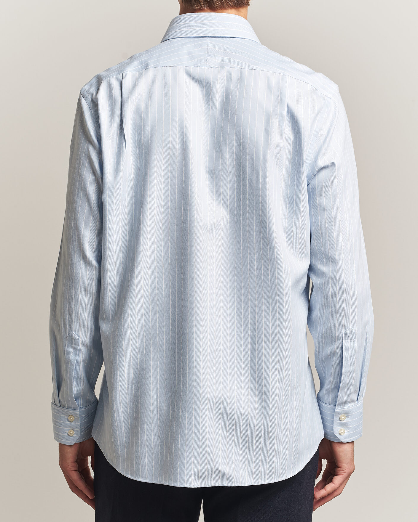 Uomini | Camicie | Charles Tyrwhitt | Slim Fit Non Iron Herringbone Stripe Shirt Light Blue