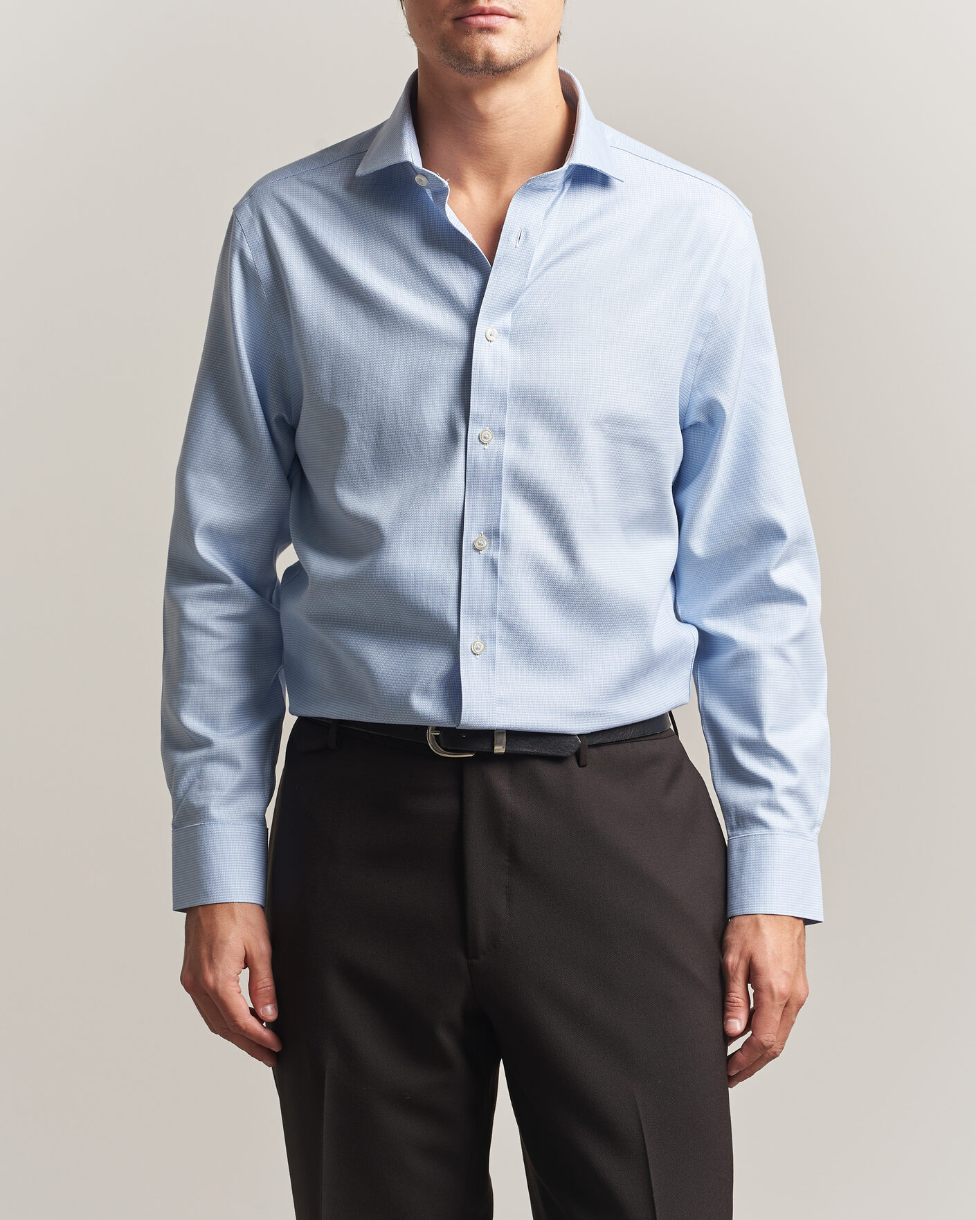 Uomini | Camicie | Charles Tyrwhitt | Slim Fit Non Iron Trafalgar Weave Shirt Sky Blue
