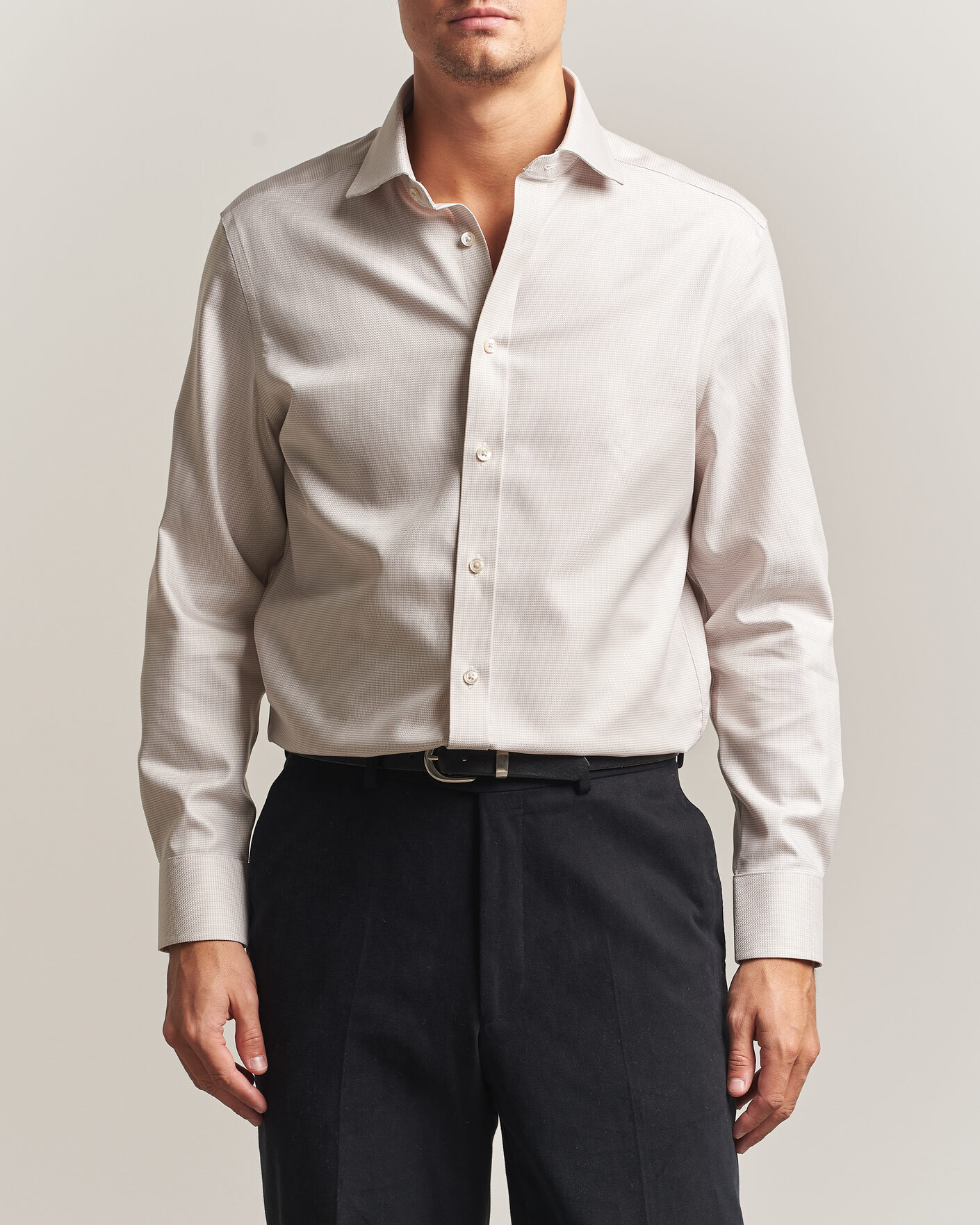 Uomini | Camicie | Charles Tyrwhitt | Slim Fit Non Iron Trafalgar Weave Shirt Stone