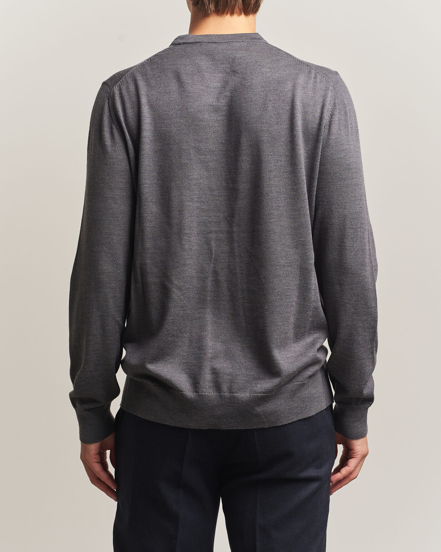 Uomini | Maglieria | Charles Tyrwhitt | Pure Merino Crew Neck Jumper Grey