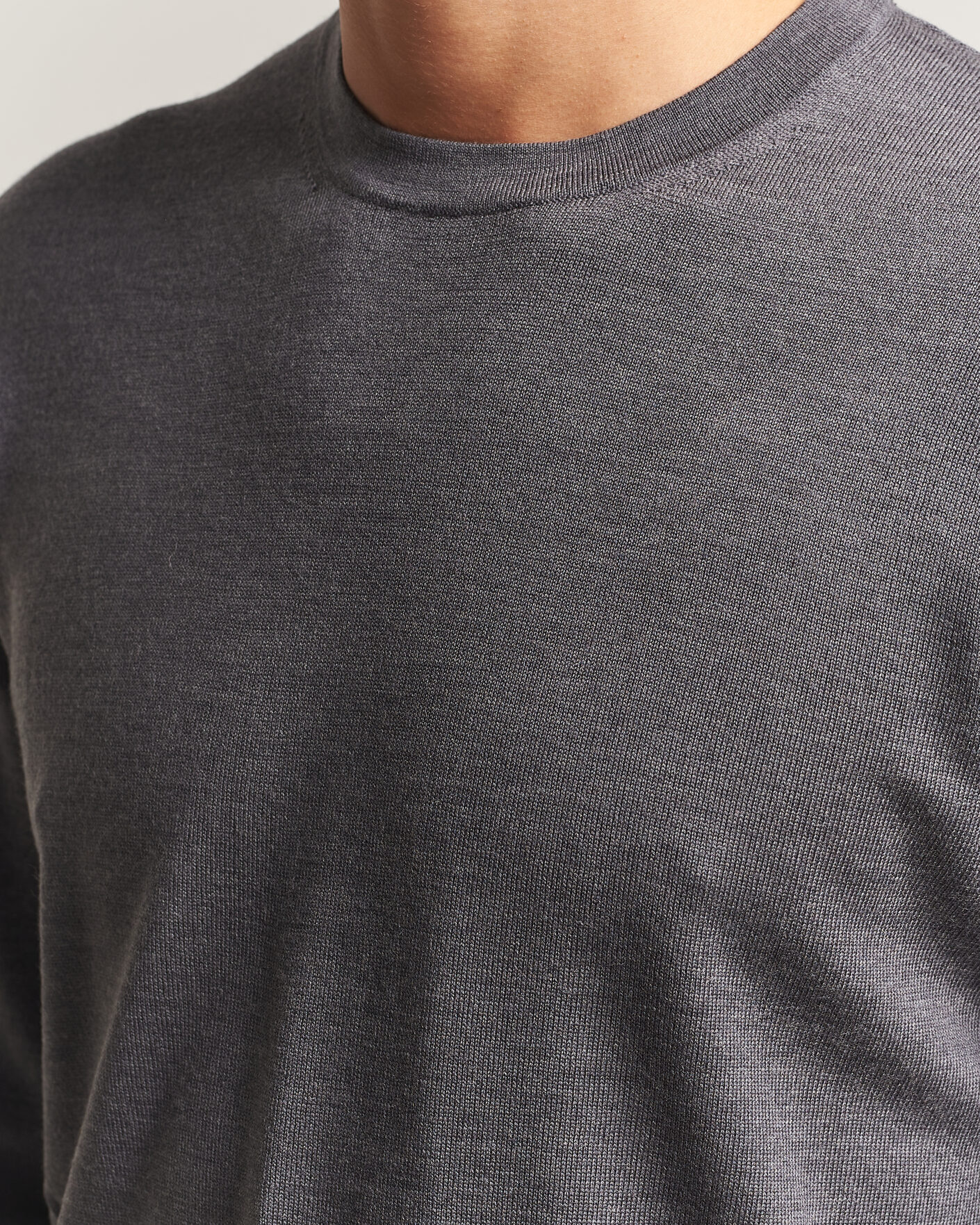 Uomini | Maglieria | Charles Tyrwhitt | Pure Merino Crew Neck Jumper Grey