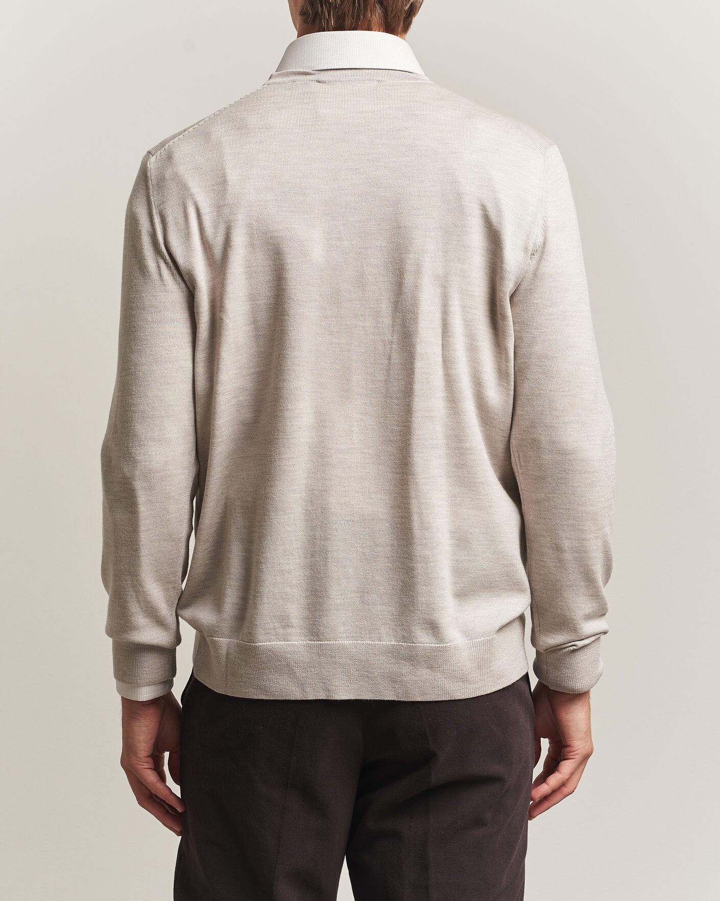 Uomini | Maglieria | Charles Tyrwhitt | Pure Merino Crew Neck Jumper Limestone